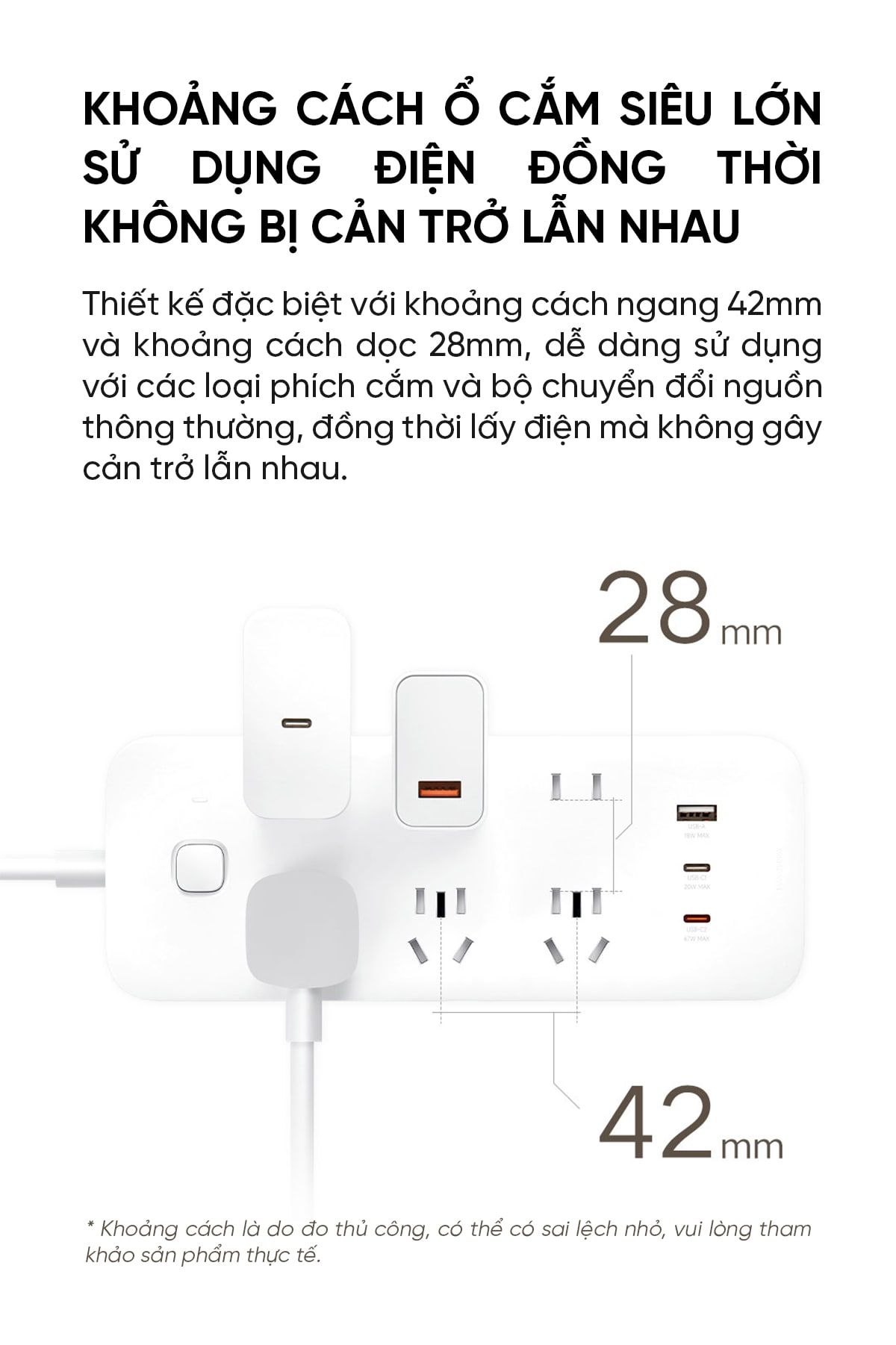 Ổ cắm điện Xiaomi đa năng 67W, Công suất 2500W, Chống cháy 750 độ