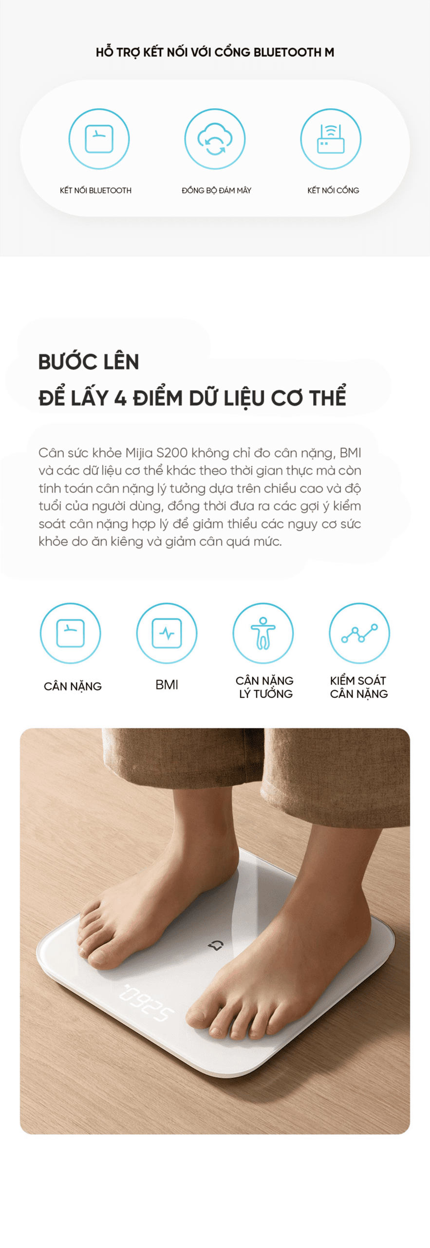 Cân sức khỏe thông minh Xiaomi Mijia S200 | Giá tốt
