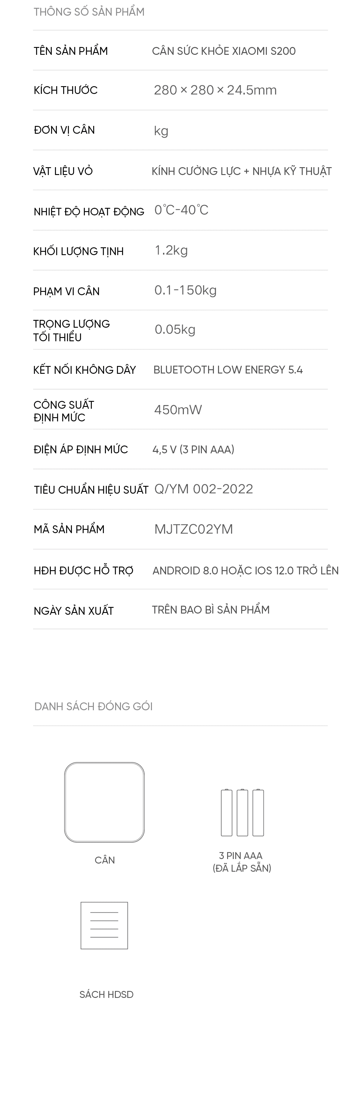 Cân sức khỏe thông minh Xiaomi Mijia S200 | Giá tốt