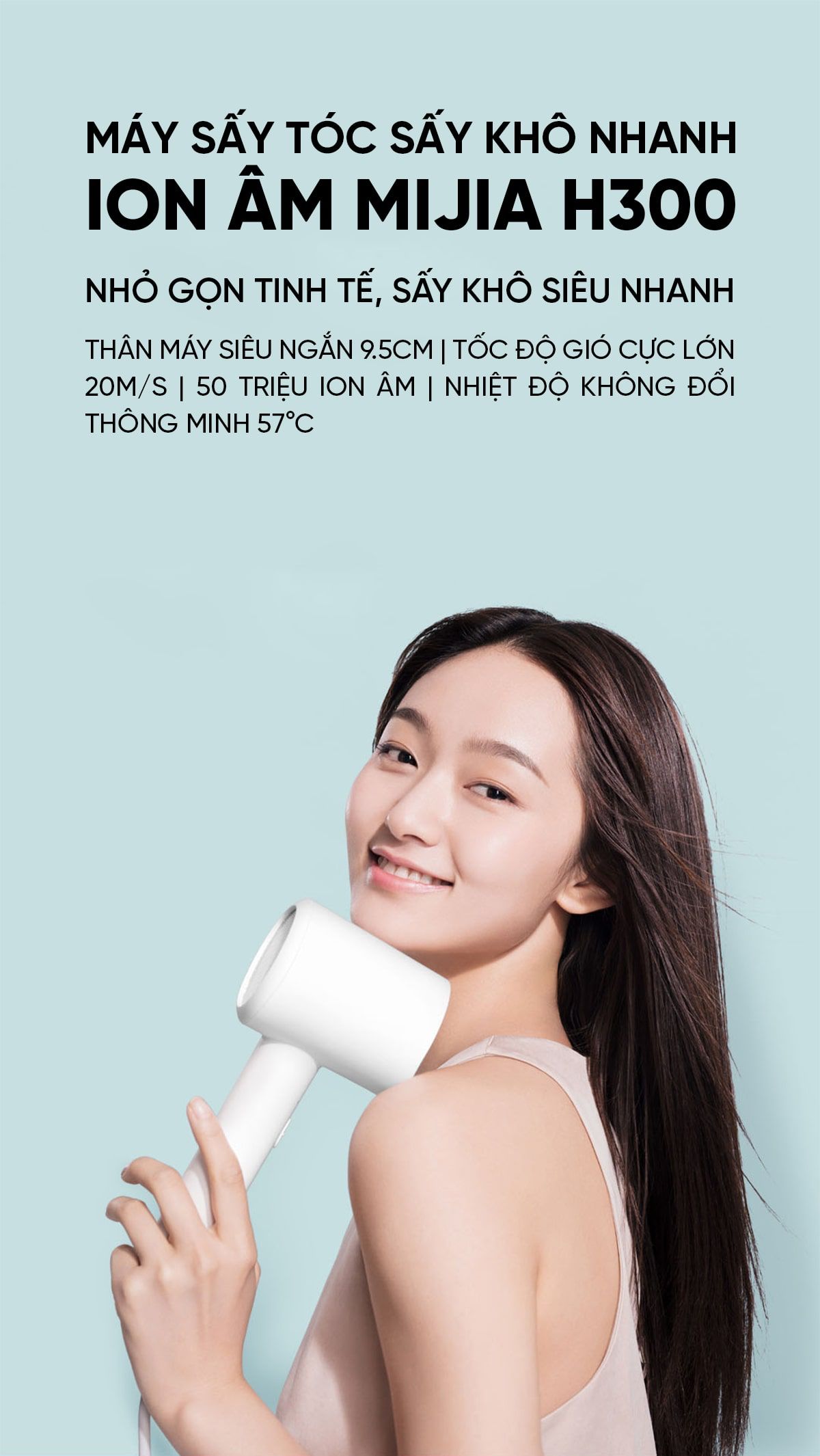 Máy sấy tóc Mijia ion âm nhanh khô H300 | Giá ưu đãi