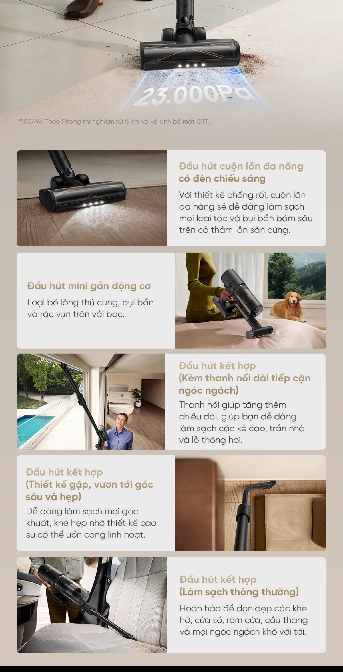 Dreame H13 Dual FlexReach gập nghiêng 180°
