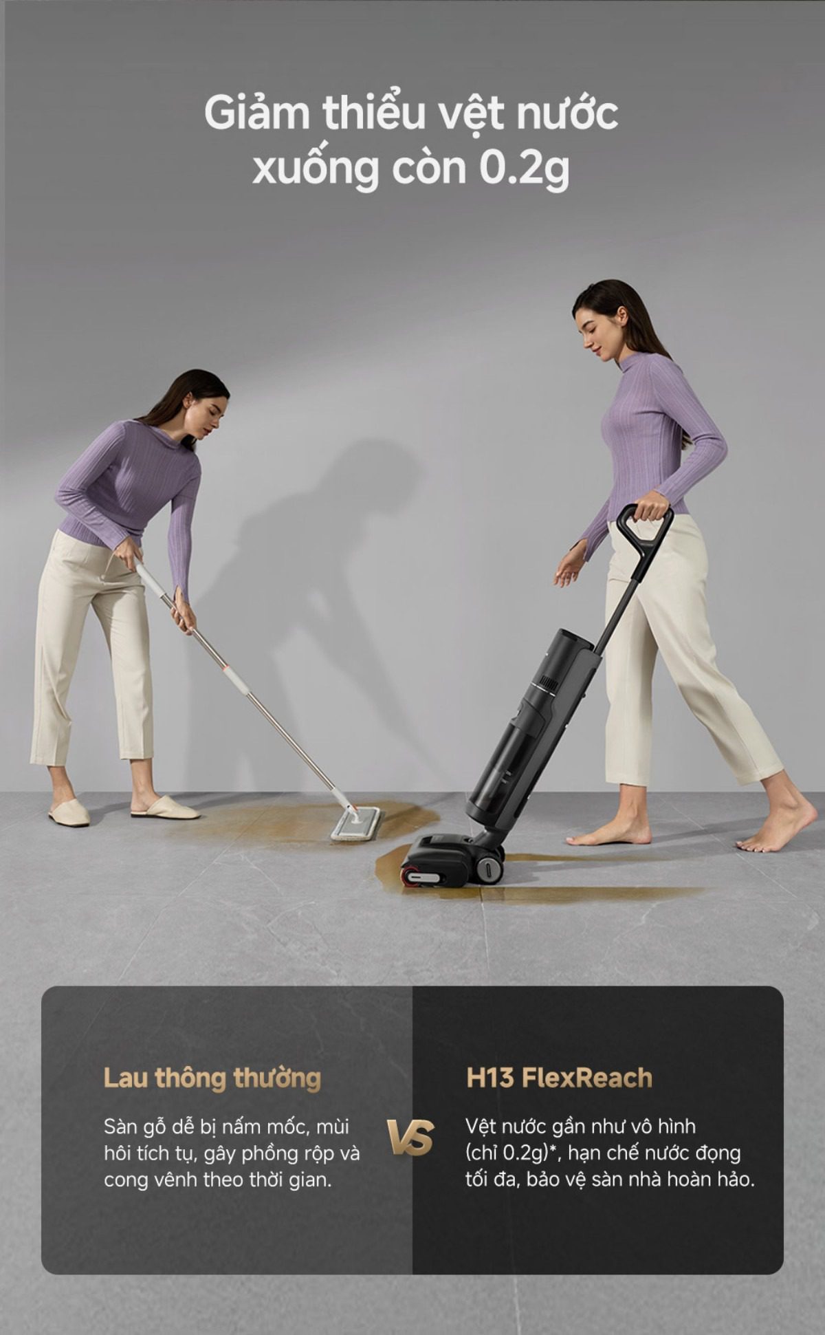 Dreame H13 FlexReach gập nghiêng 180°
