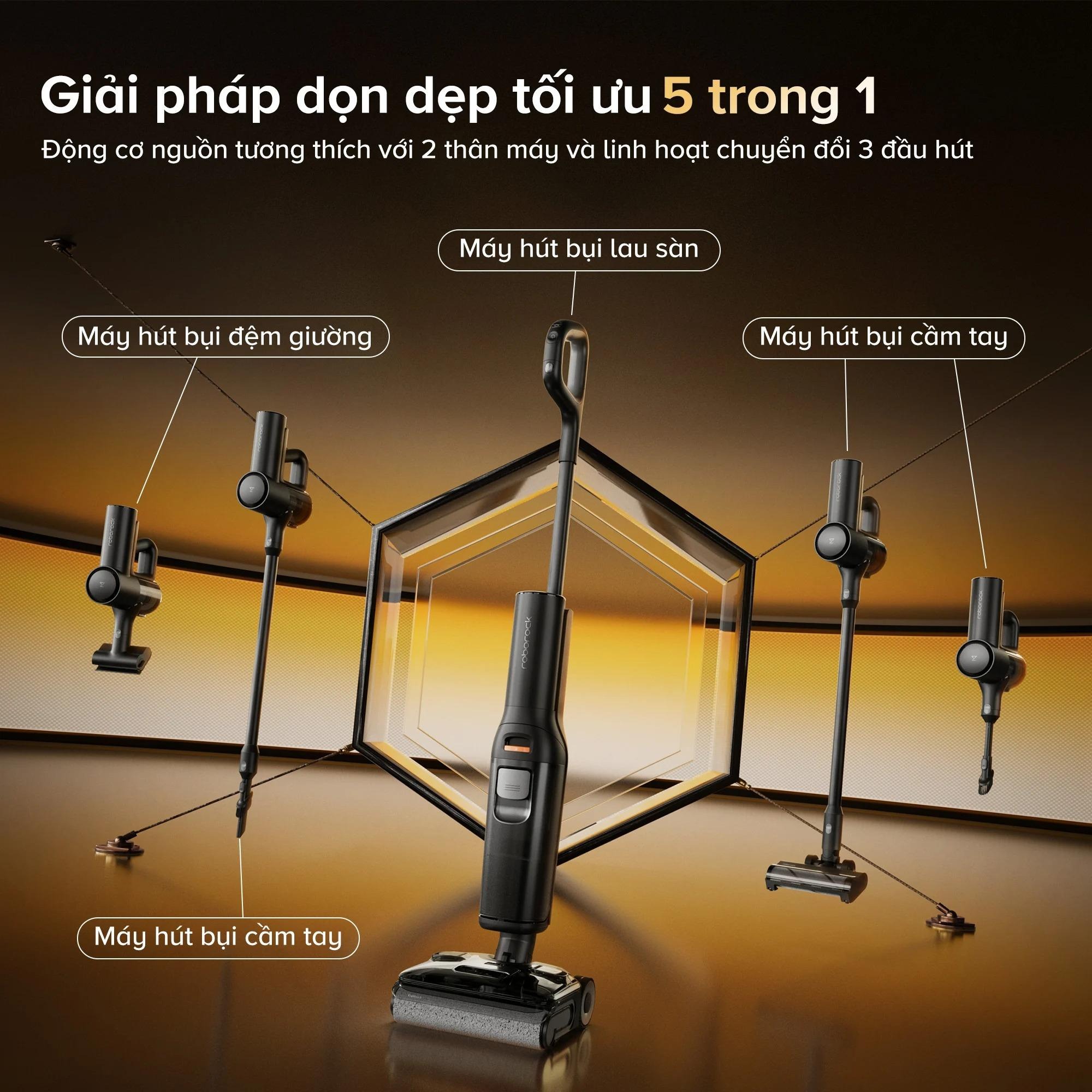 Roborock F25 ACE Combo gập nghiêng 180° hút bụi 5 trong 1