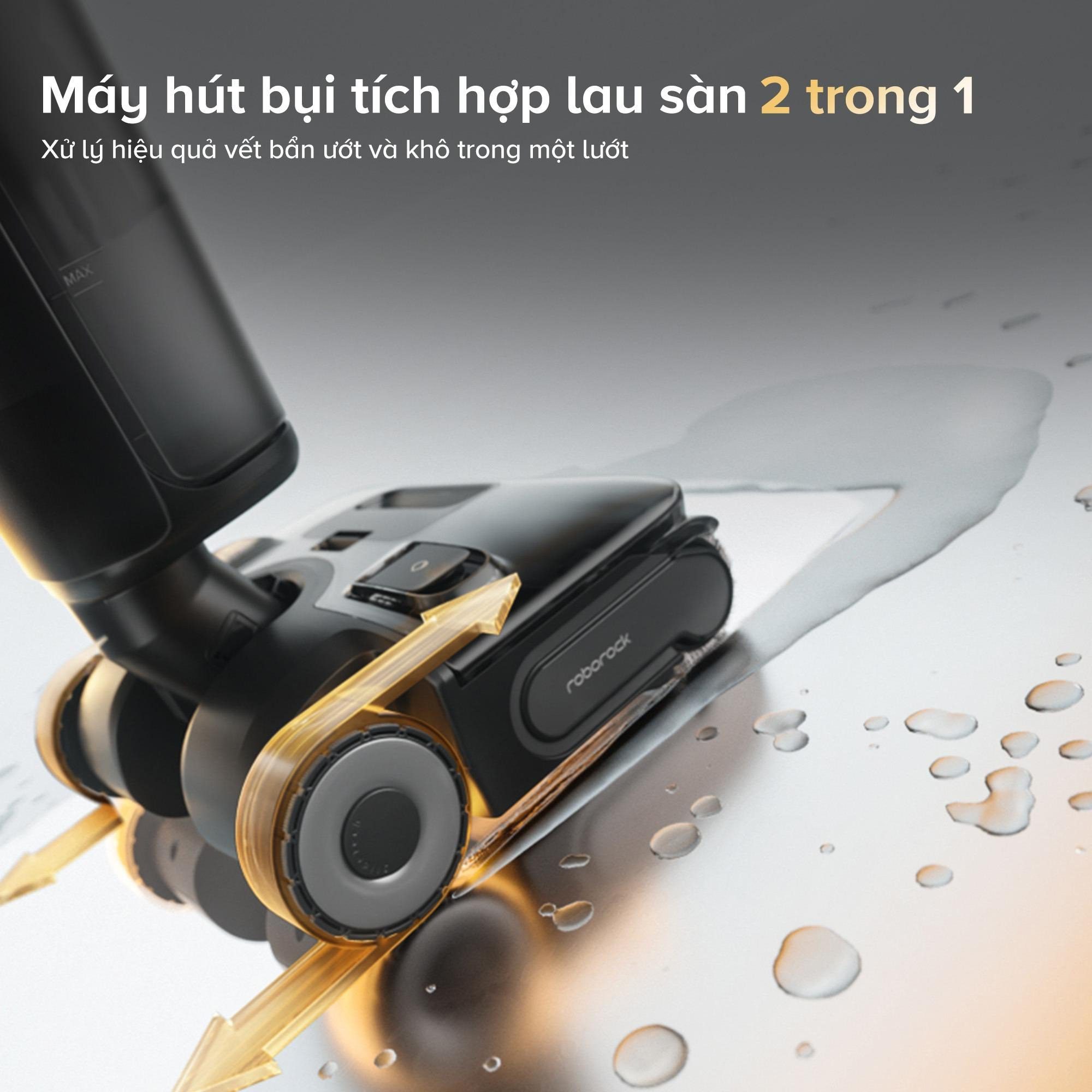 Roborock F25 ACE Combo gập nghiêng 180° hút bụi 5 trong 1