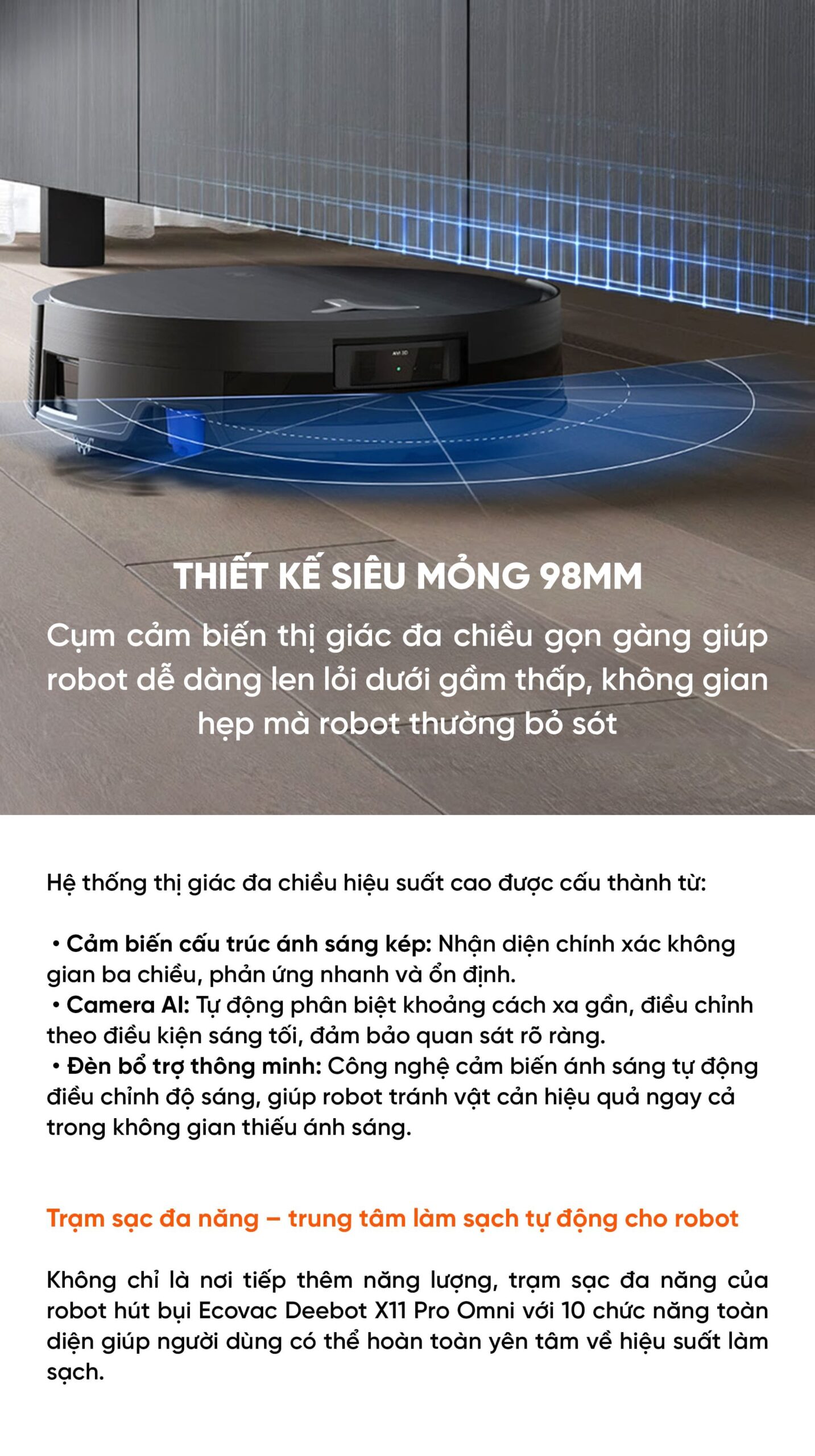 Robot hút bụi lau nhà Ecovacs Deebot X11 Pro OMNI