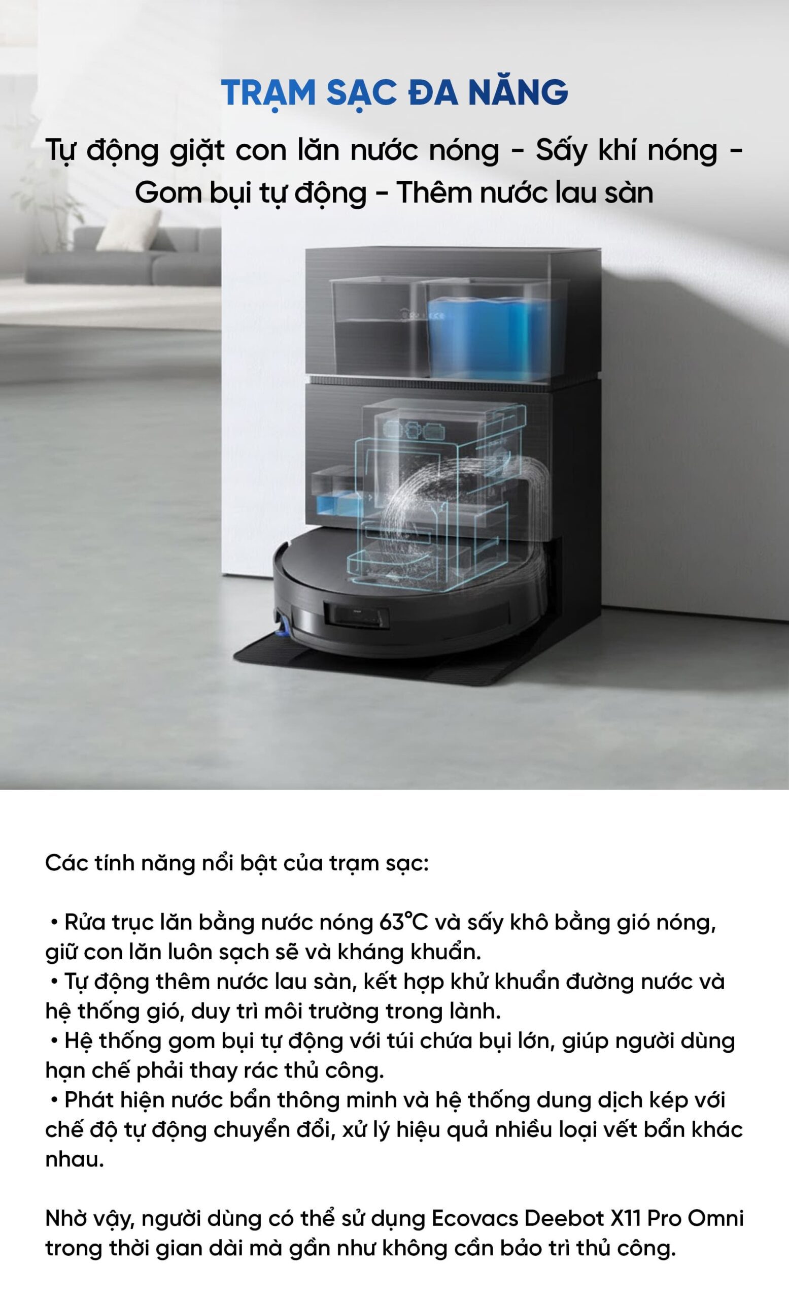 Robot hút bụi lau nhà Ecovacs Deebot X11 Pro OMNI