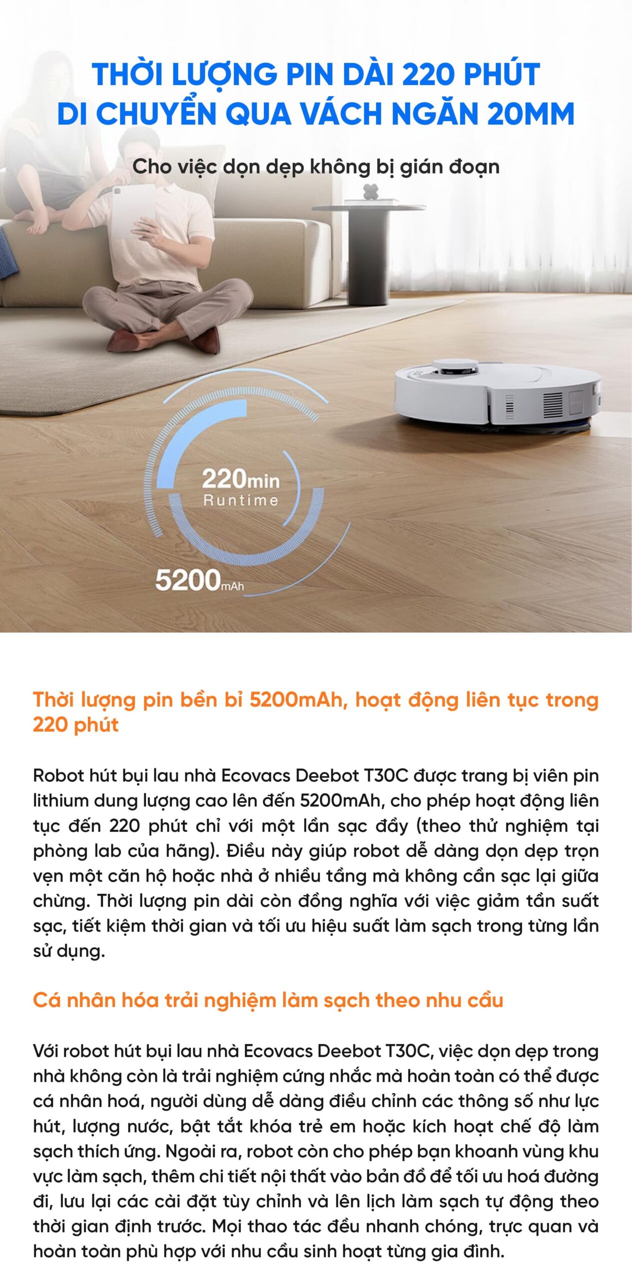 Robot hút bụi lau nhà Ecovacs Deebot T30C 2026