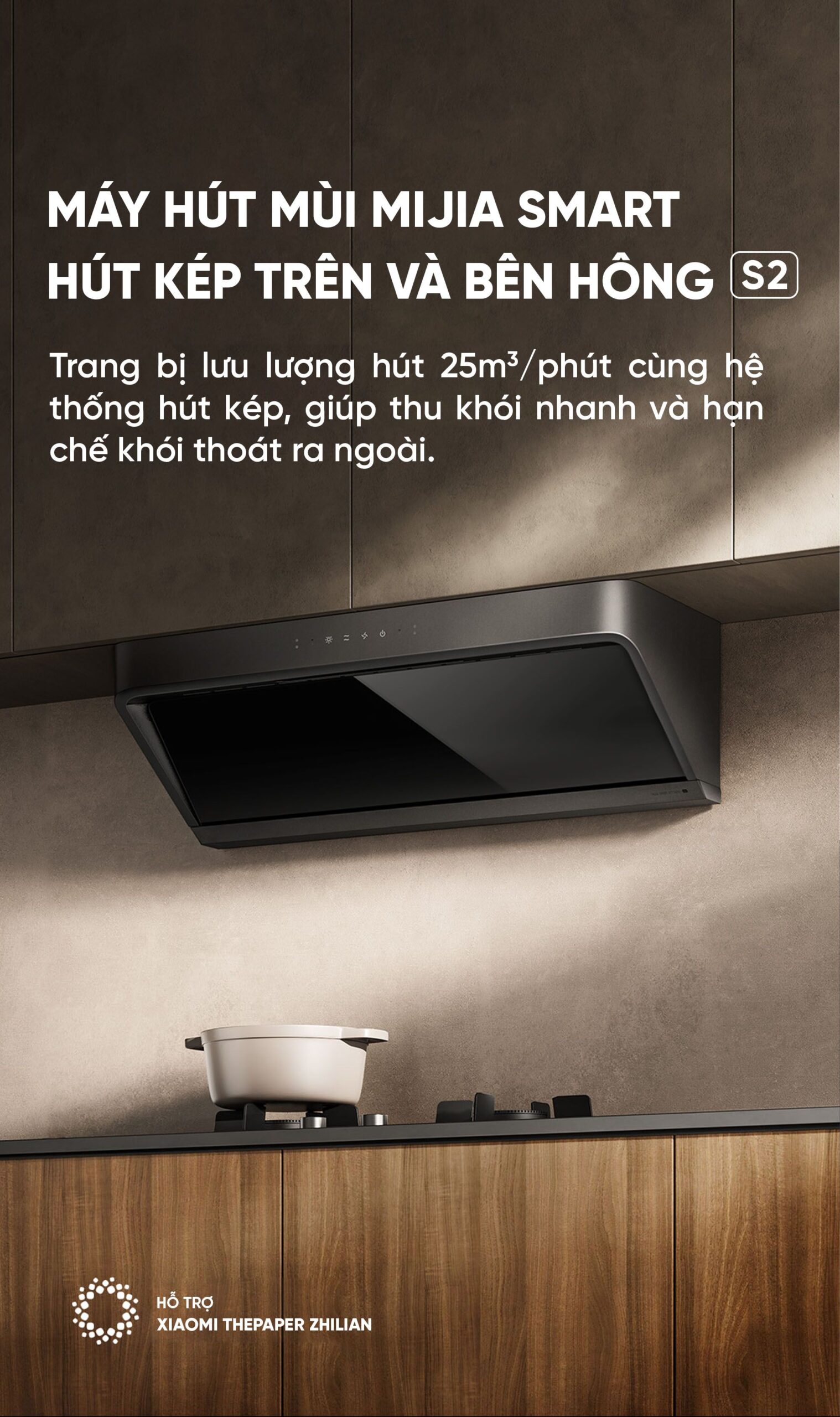 Máy hút mùi thông minh Mijia S2 – Hút kép trên & bên hông