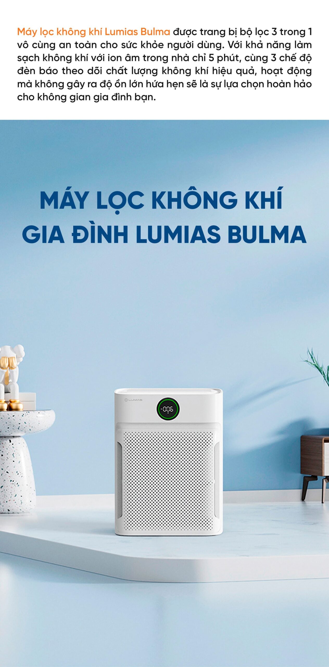 Máy lọc không khí Lumias Bulma - 50W, 40m²