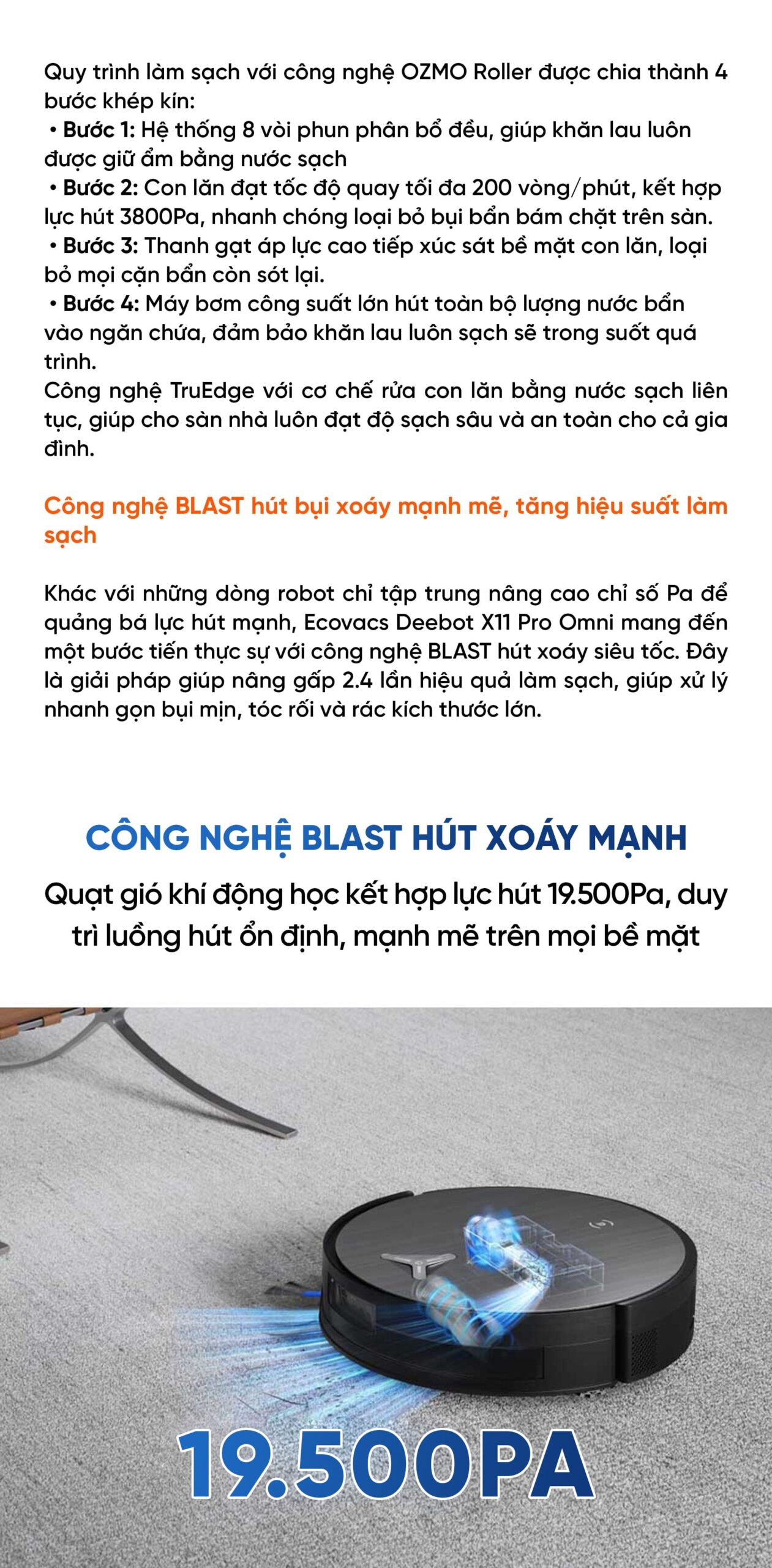Robot hút bụi lau nhà Ecovacs Deebot X11 Pro OMNI