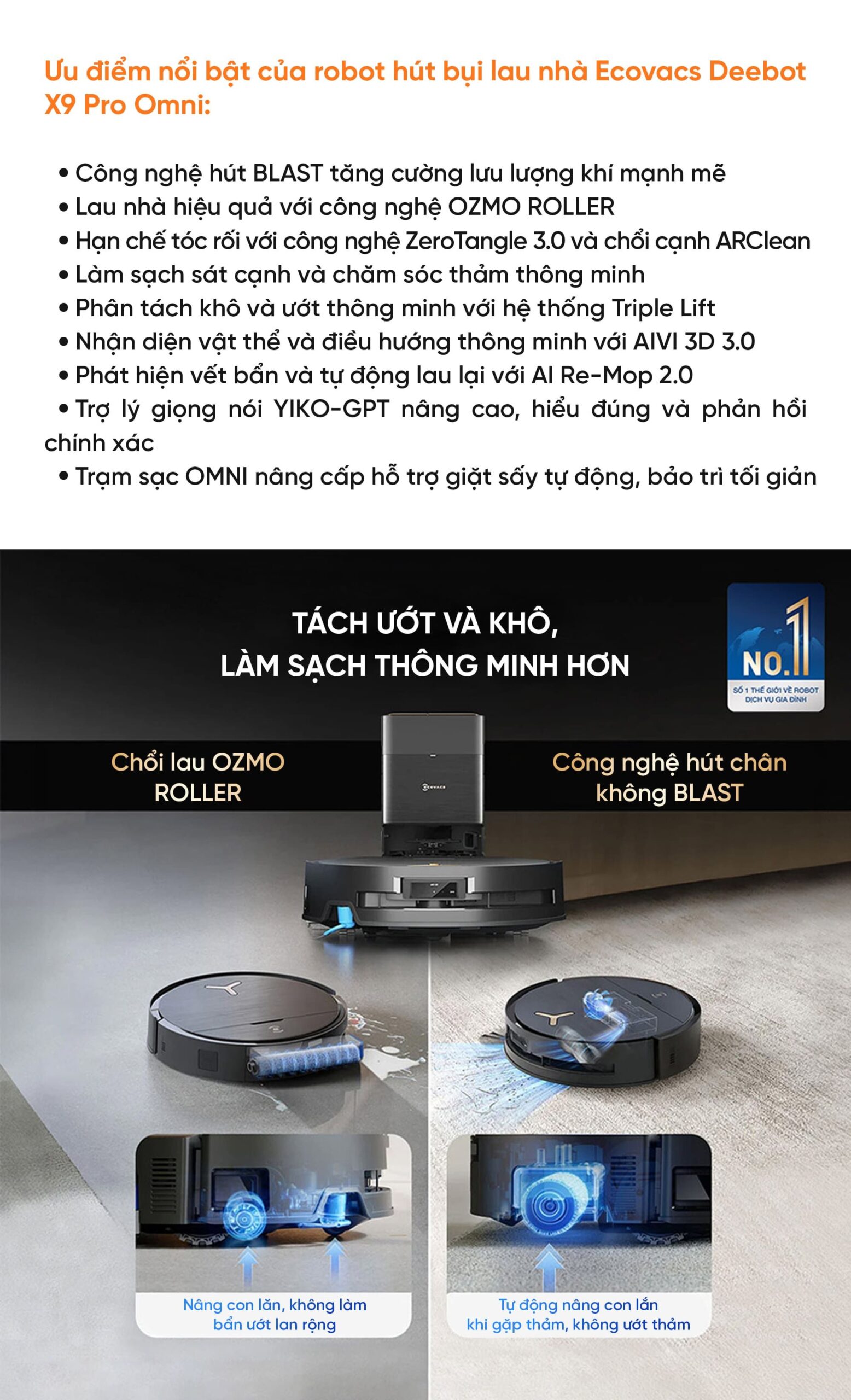 Robot hút bụi lau nhà Ecovacs Deebot X9 Pro Omni – Bản Quốc Tế