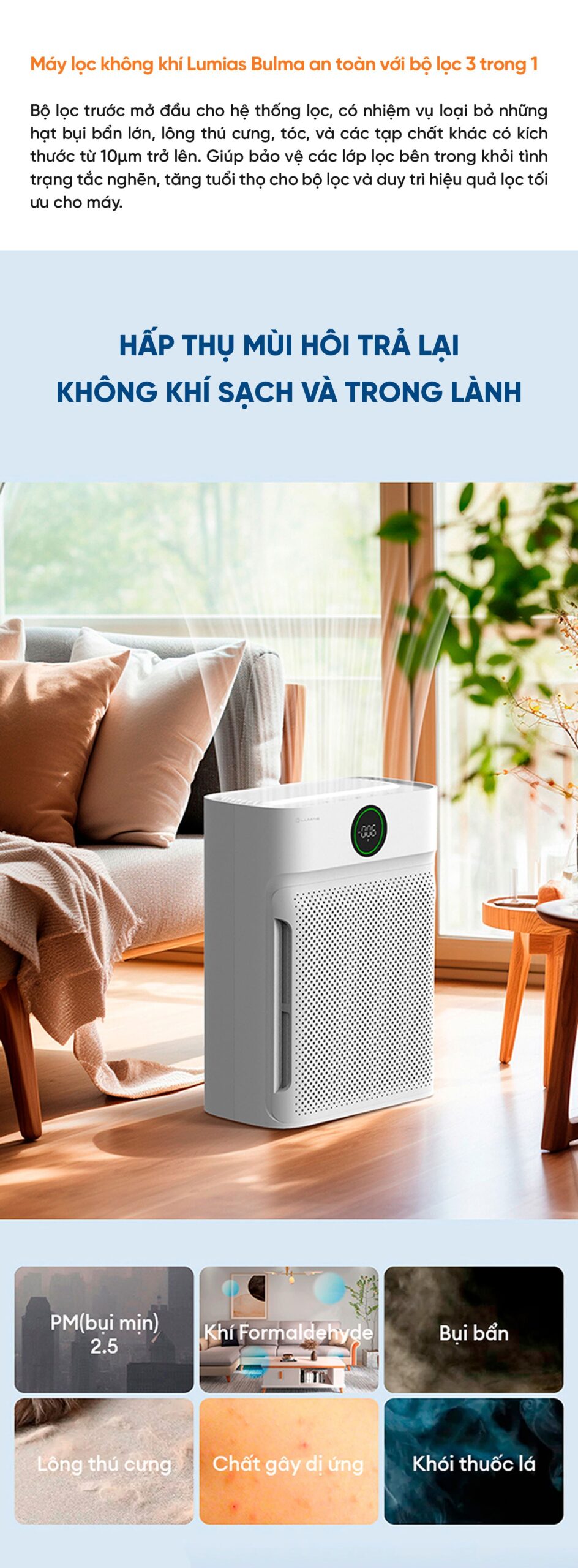 Máy lọc không khí Lumias Bulma - 50W, 40m²