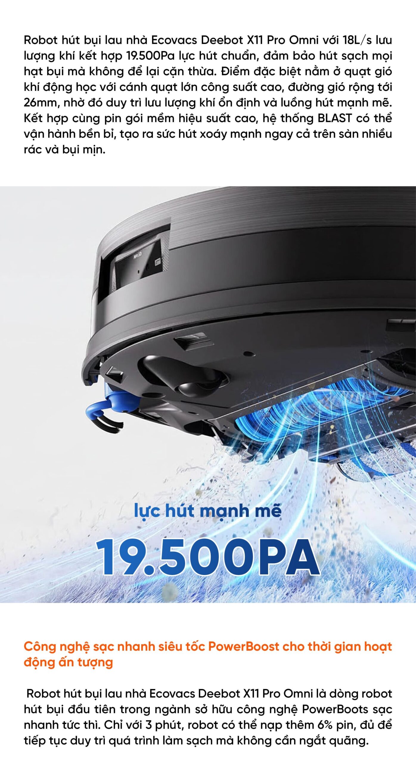 Robot hút bụi lau nhà Ecovacs Deebot X11 Pro OMNI