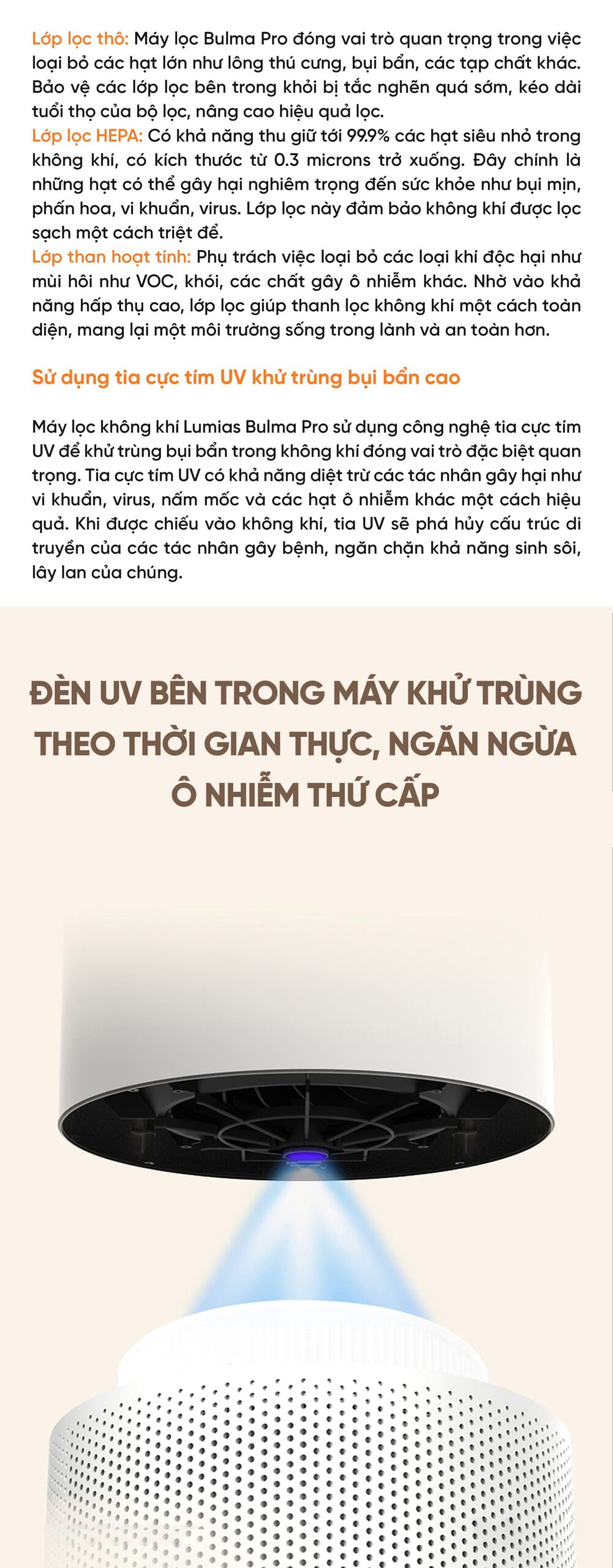 Máy lọc không khí Lumias Bulma Pro - 45W, 55m²