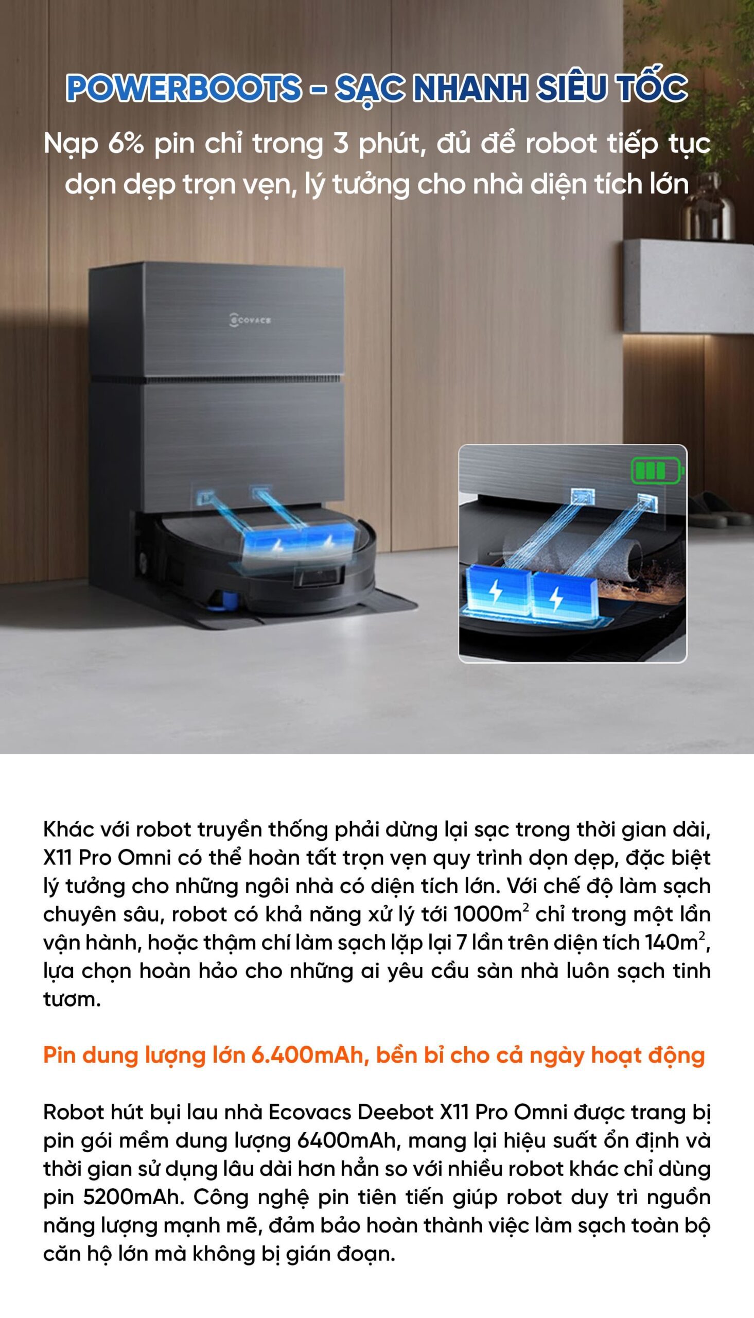 Robot hút bụi lau nhà Ecovacs Deebot X11 Pro OMNI