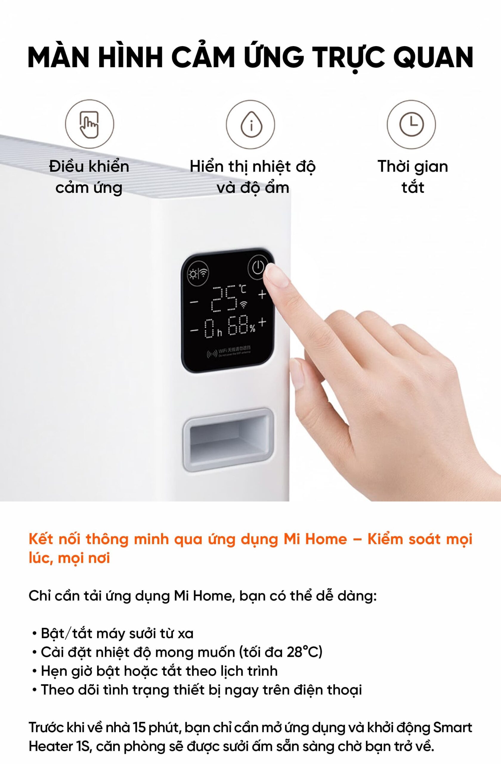 Máy Sưởi Ấm SmartMi 1S Phiên Bản Cảm Ứng - Quốc Tế
