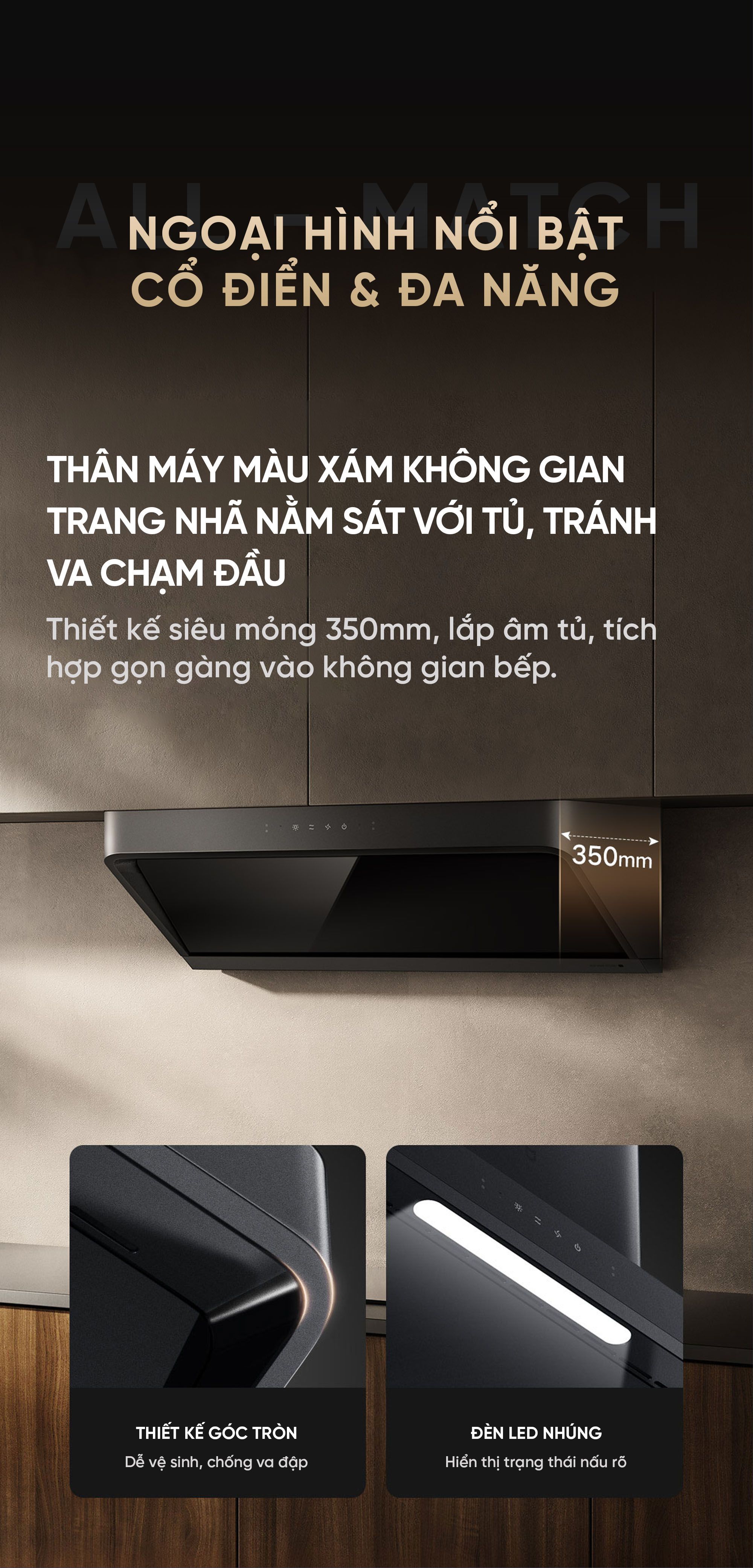 Máy hút mùi thông minh Mijia S2 – Hút kép trên & bên hông