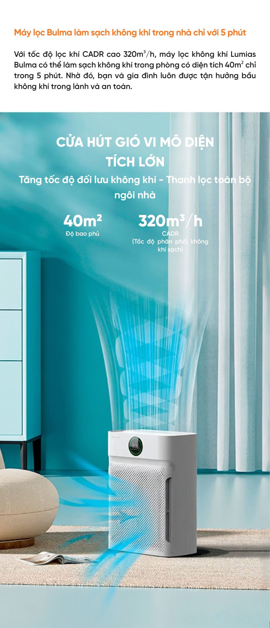 Máy lọc không khí Lumias Bulma - 50W, 40m²