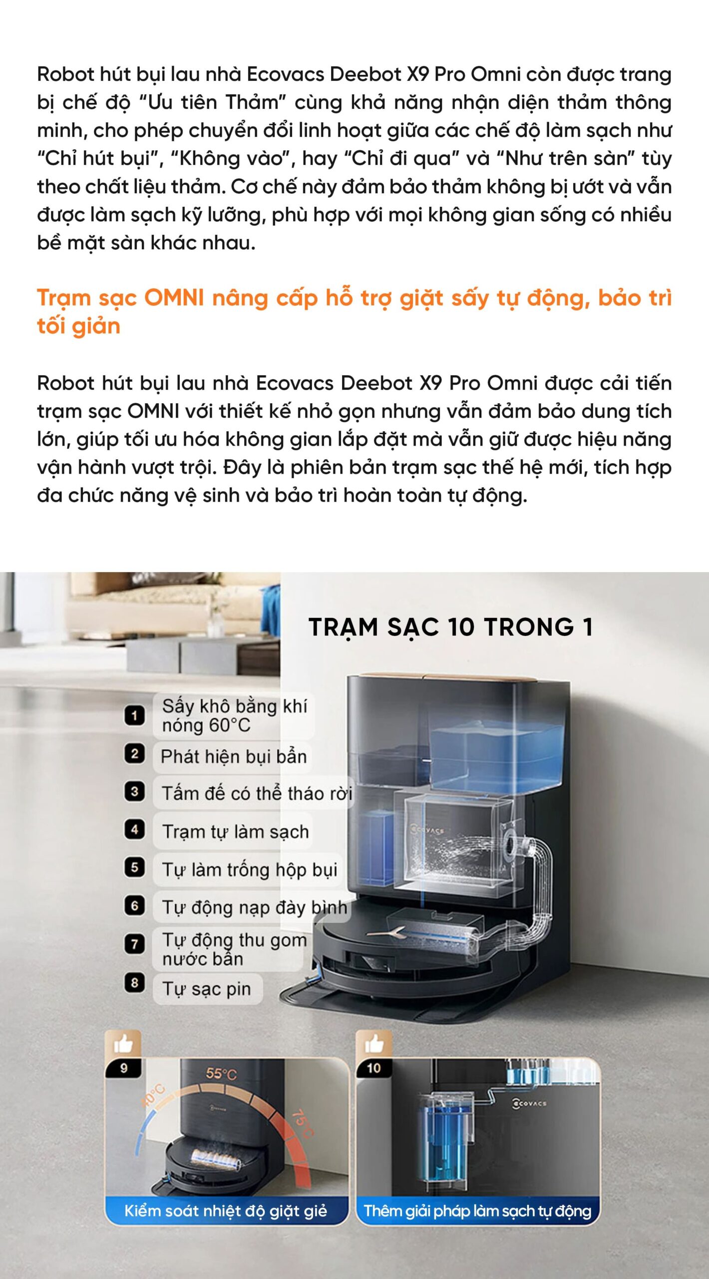 Robot hút bụi lau nhà Ecovacs Deebot X9 Pro Omni – Bản Quốc Tế