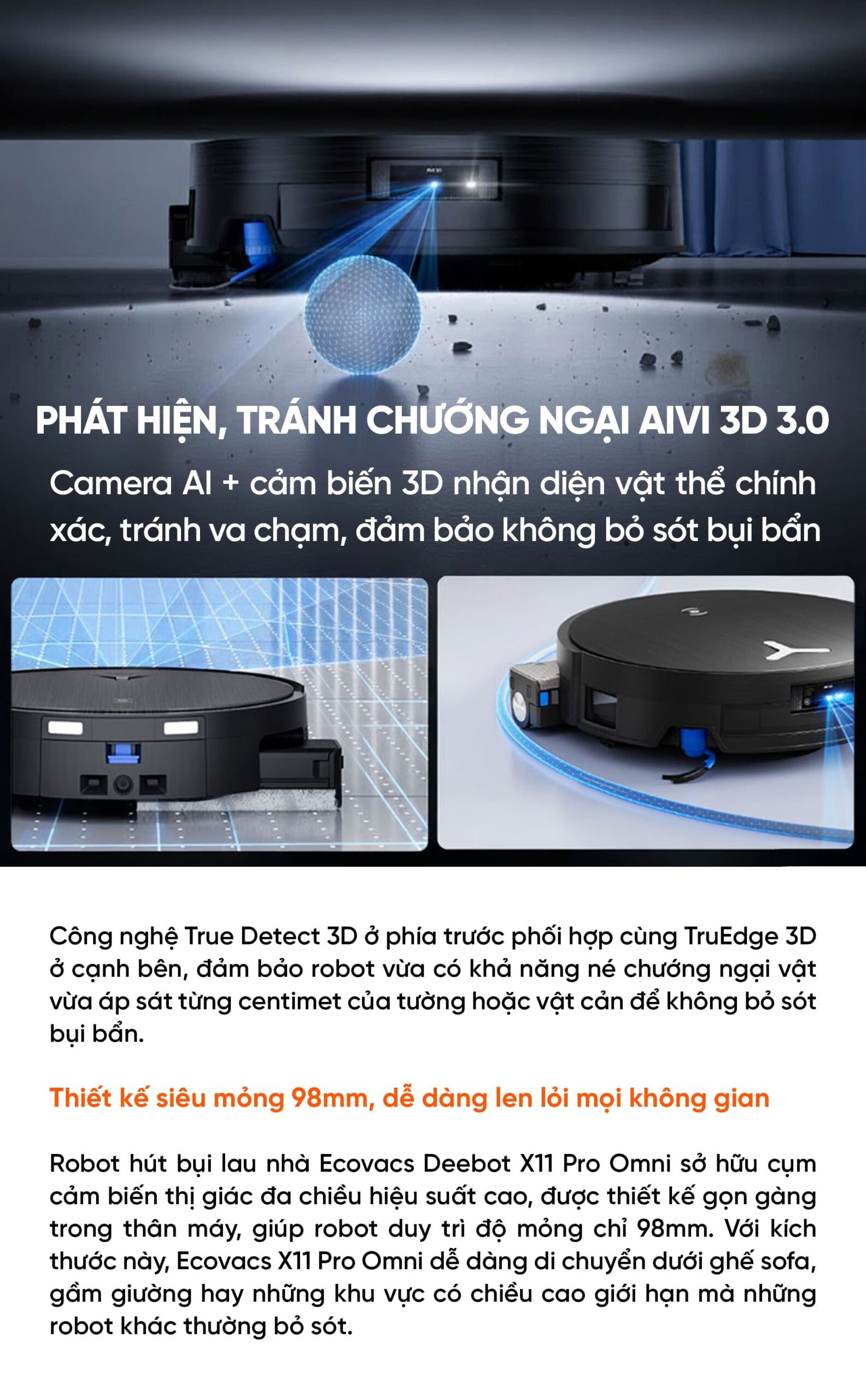 Robot hút bụi lau nhà Ecovacs Deebot X11 Pro OMNI