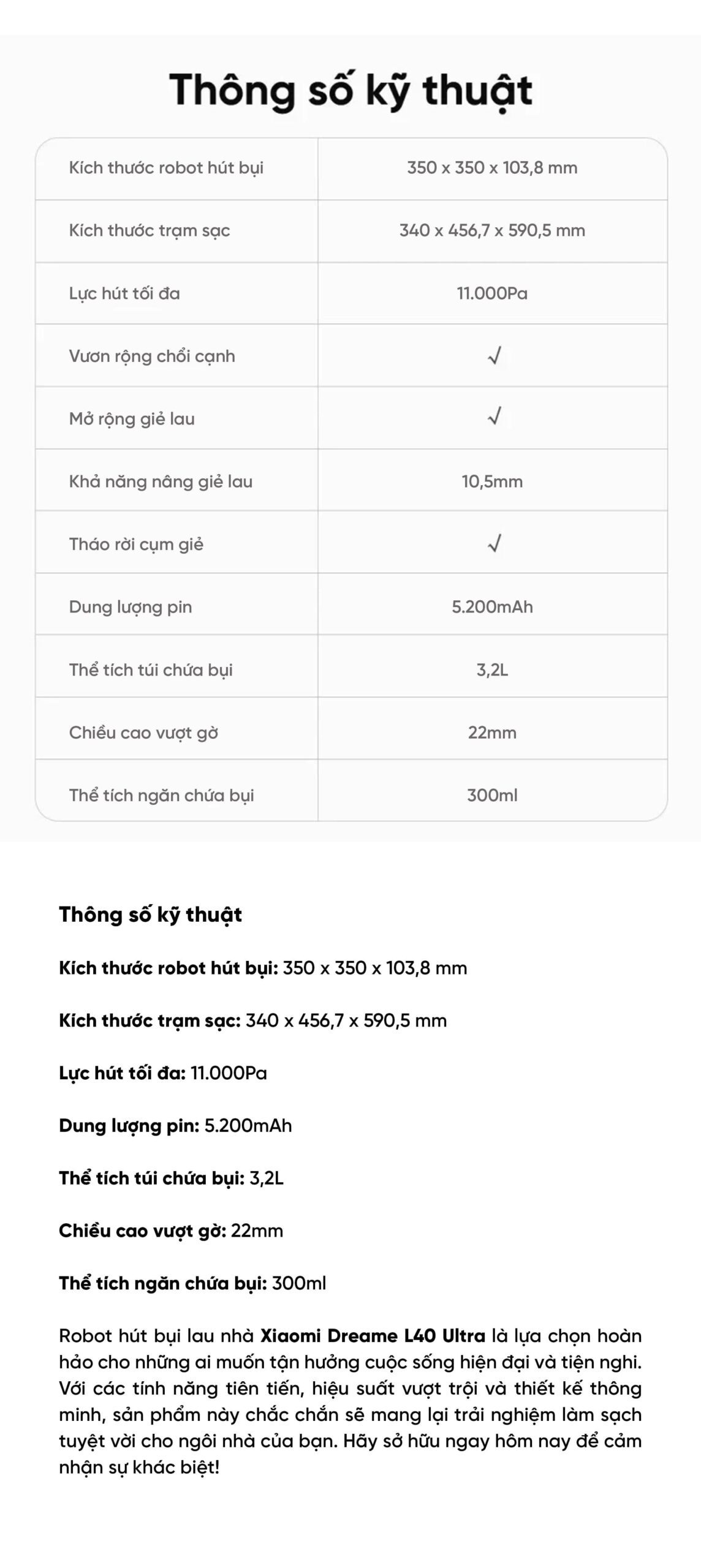 Robot Hút Bụi Lau Nhà Xiaomi Dreame L40 Ultra - Bản Quốc Tế
