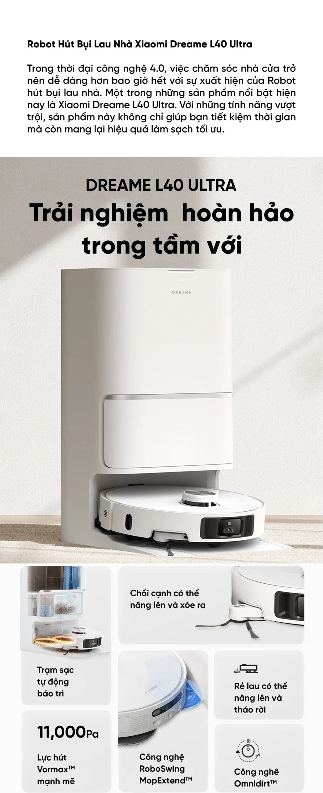 Robot Hút Bụi Lau Nhà Xiaomi Dreame L40 Ultra - Bản Quốc Tế