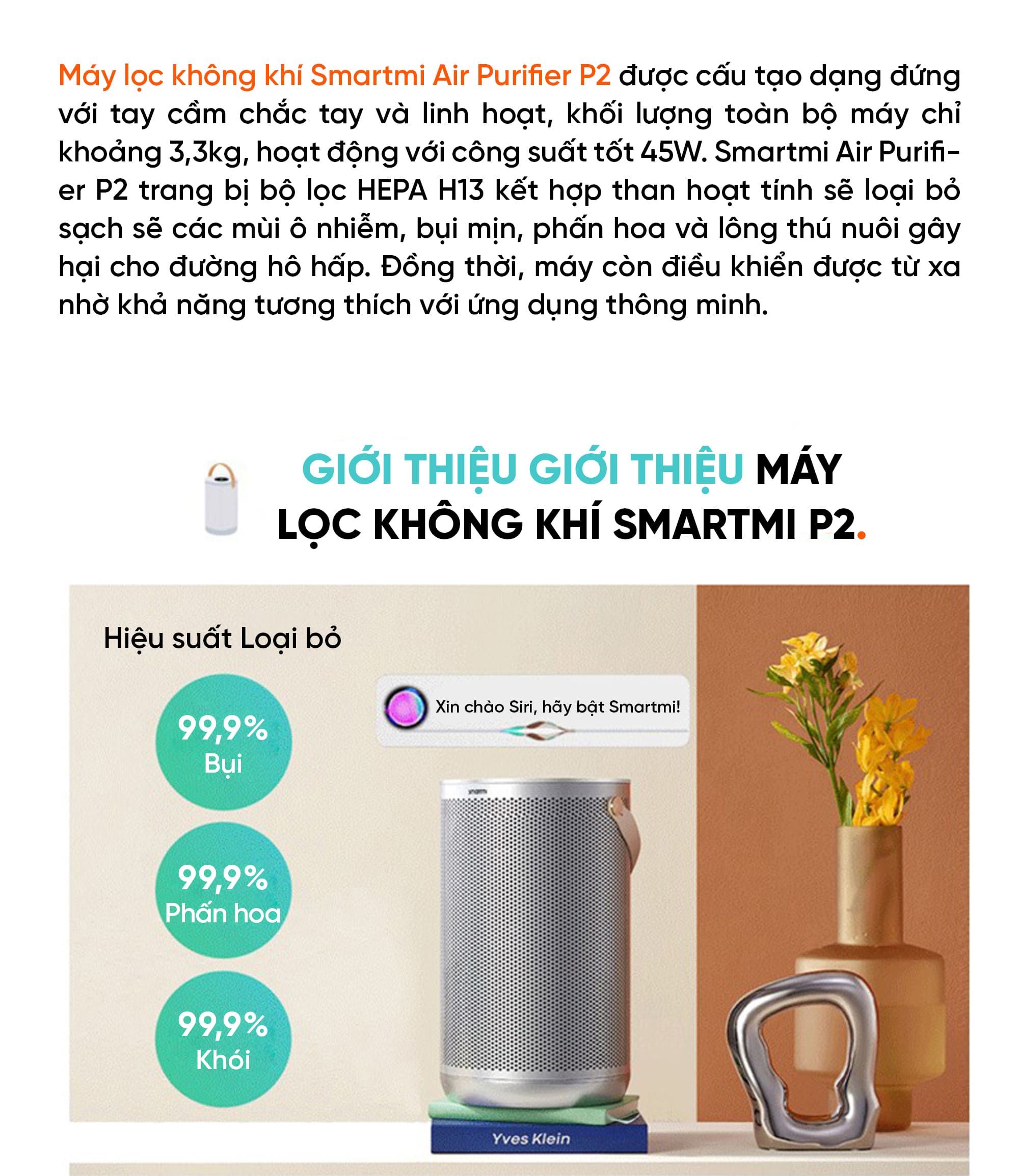 Máy lọc không khí Smartmi Air Purifier P2 - 45W, 28m²