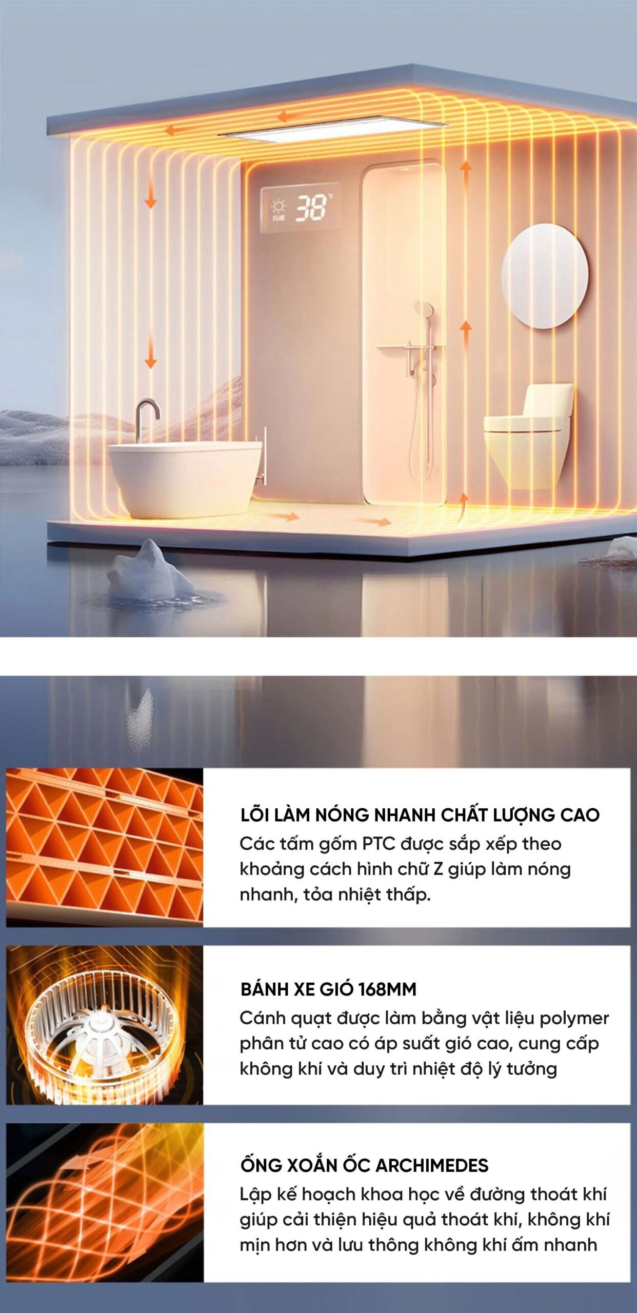 Máy sưởi nhà tắm Yeelight S21 – Sưởi ấm nhanh, khử trùng bằng plasma xanh