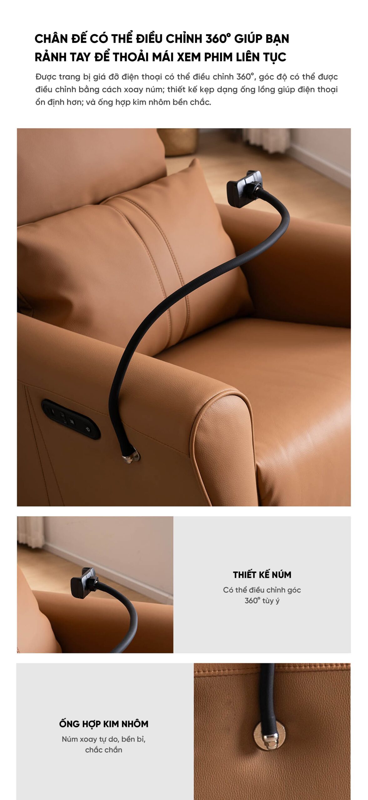 Ghế Sofa Massage Xiaomi Hiện Đại: Xoay, Bập Bênh, Ngả Lưng Điện (Màu Cam)