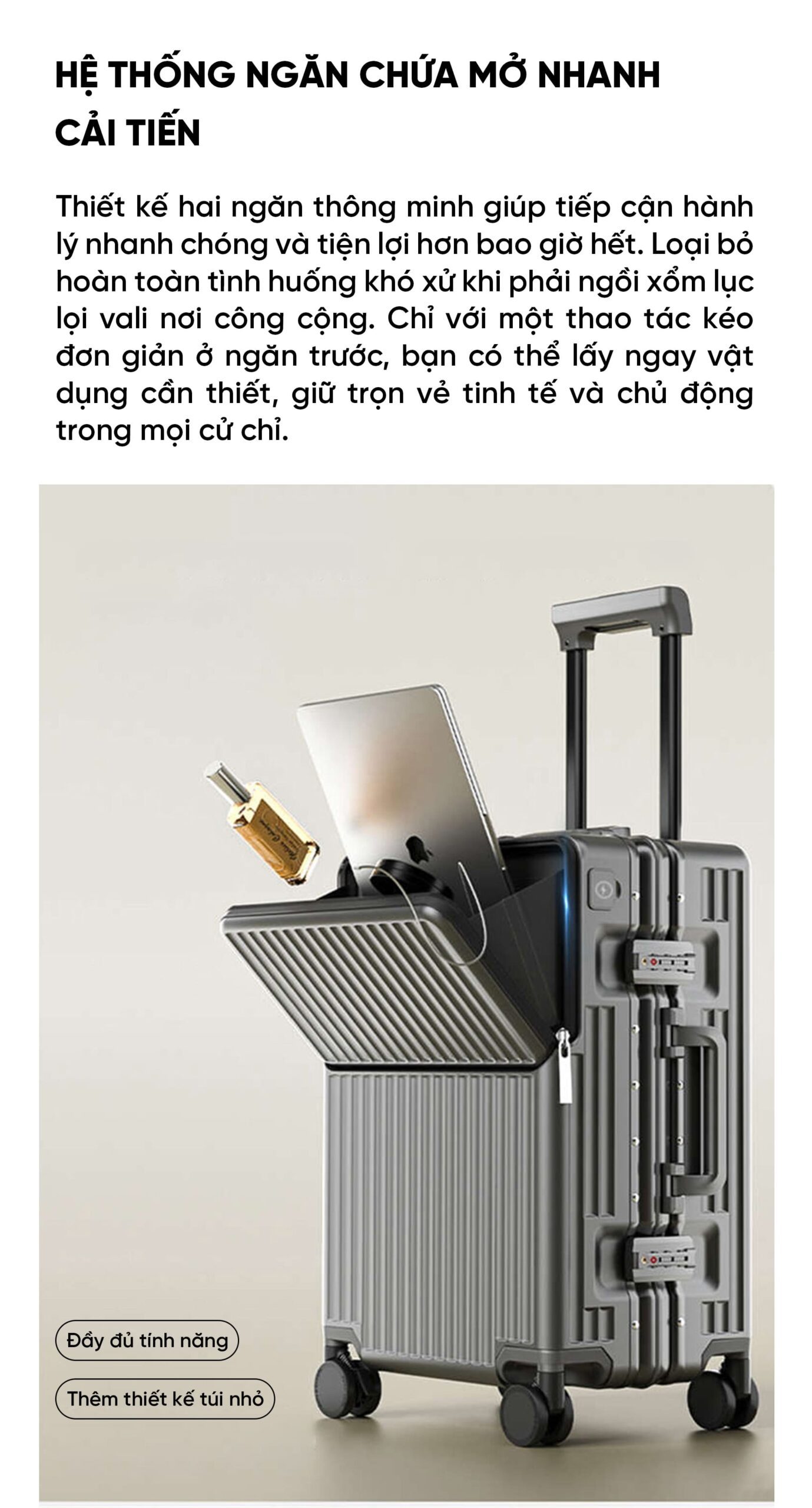Vali du lịch Xiaomi có bánh xe xoay 360 độ