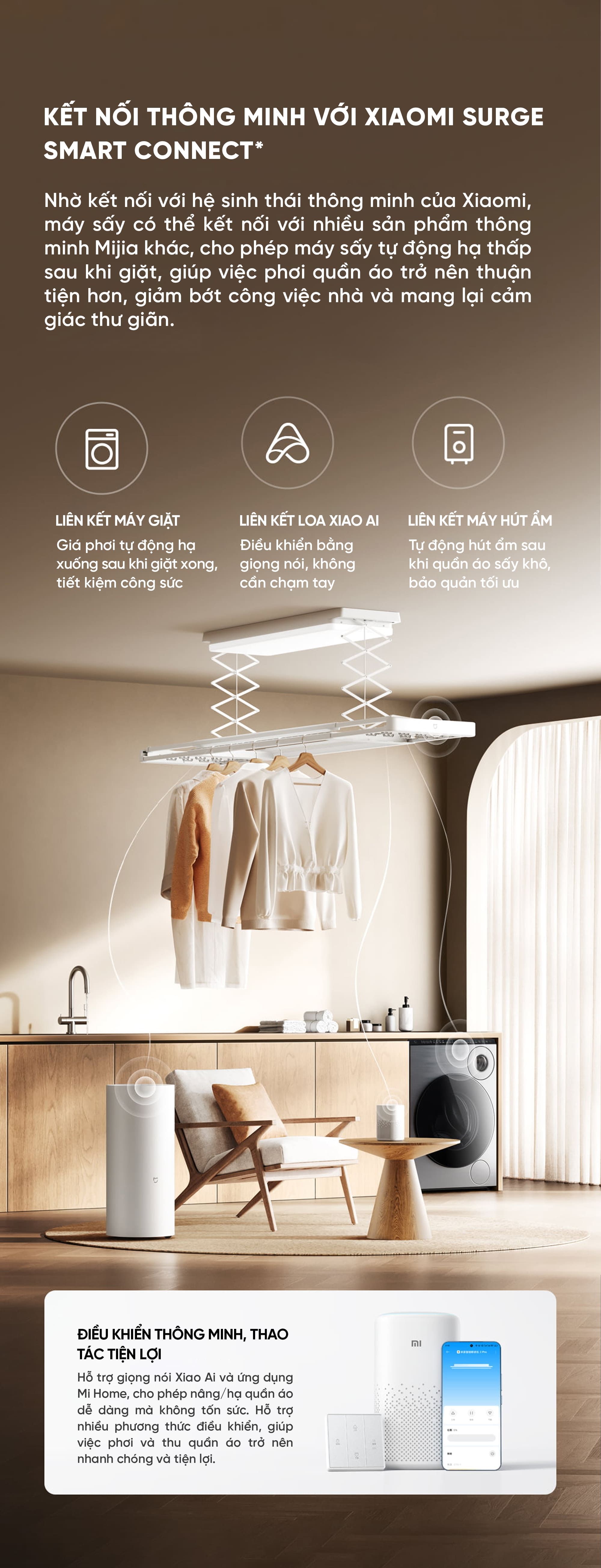 Dàn phơi quần áo tự động Xiaomi Mija Gen 2 Pro Điều khiển qua App Thông Minh