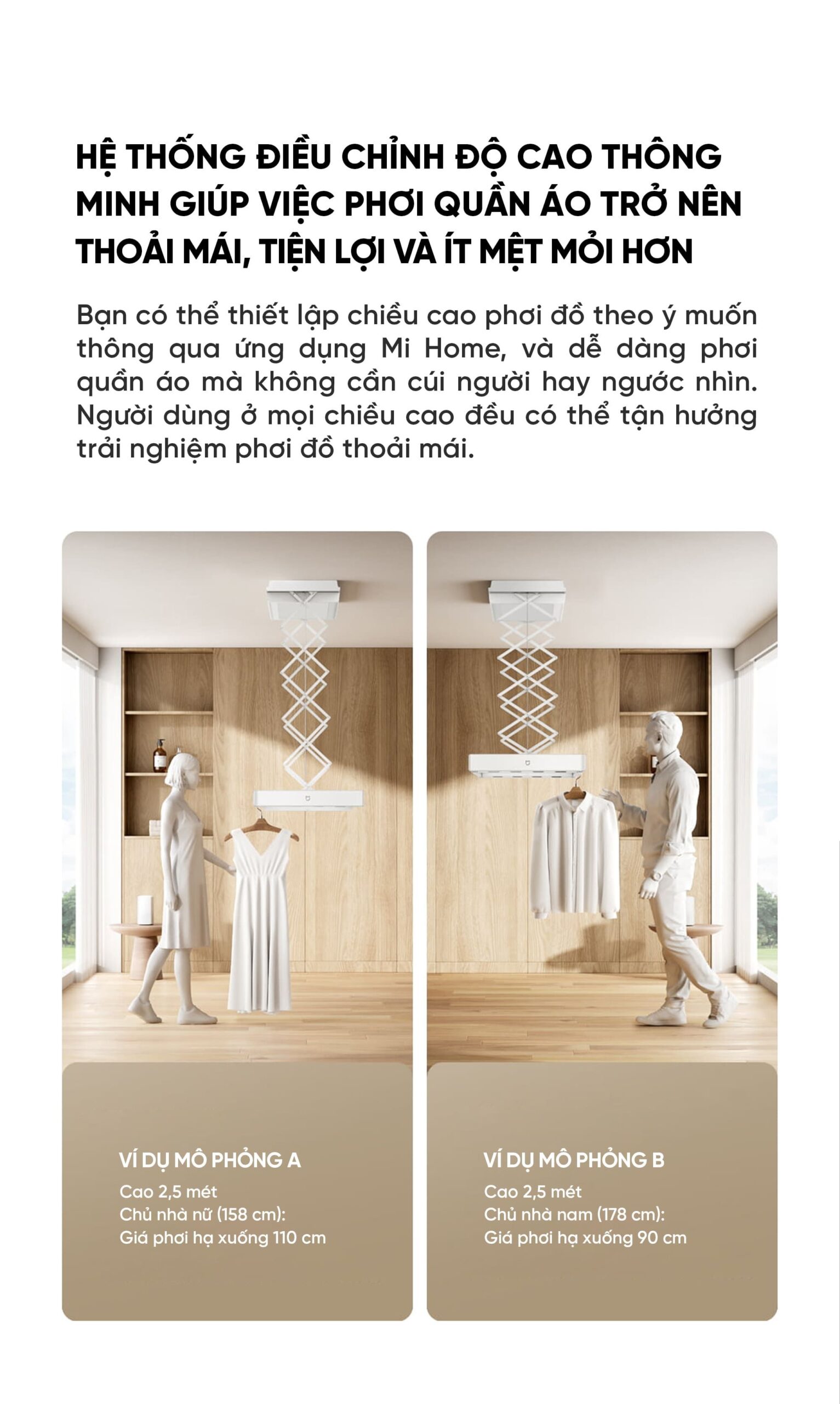 Dàn phơi quần áo tự động Xiaomi Mija Gen 2 Điều khiển qua App Thông Minh