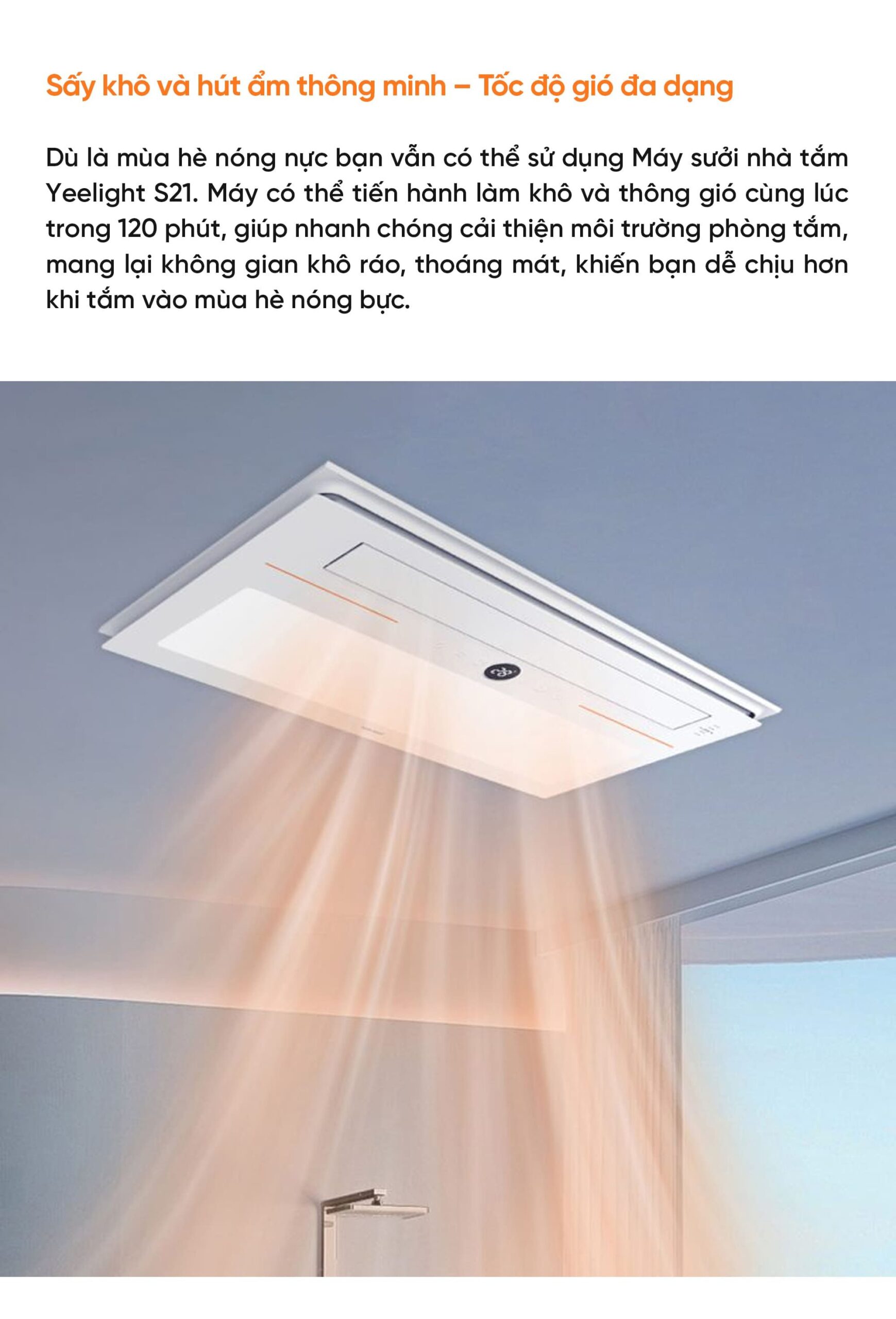 Máy sưởi nhà tắm Yeelight S21 – Sưởi ấm nhanh, khử trùng bằng plasma xanh