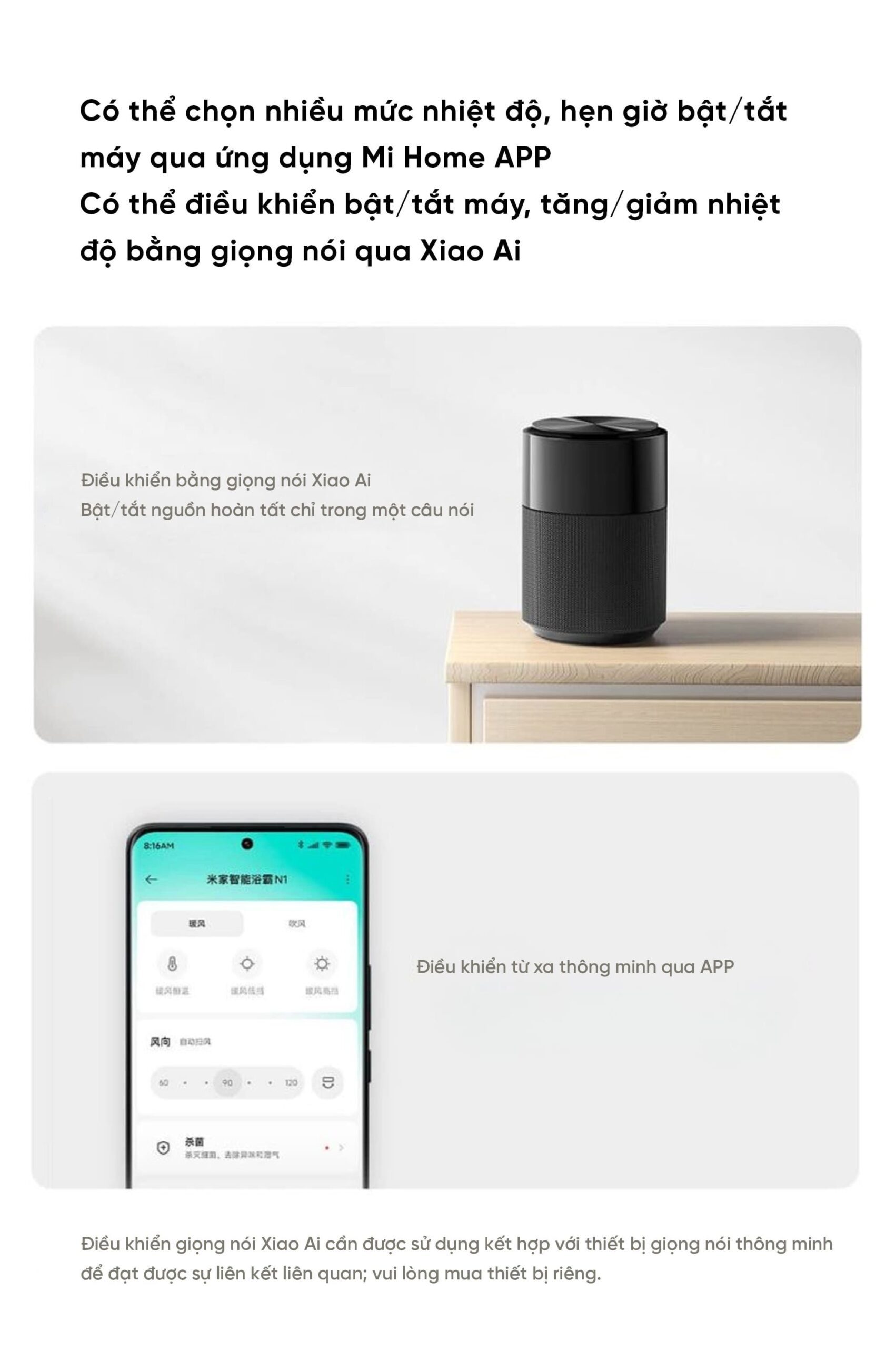 Máy sưởi nhà tắm Xiaomi Mijia N1 MJZNYBN01ZM – Công nghệ sưởi ấm Graphene, khử trùng plasma