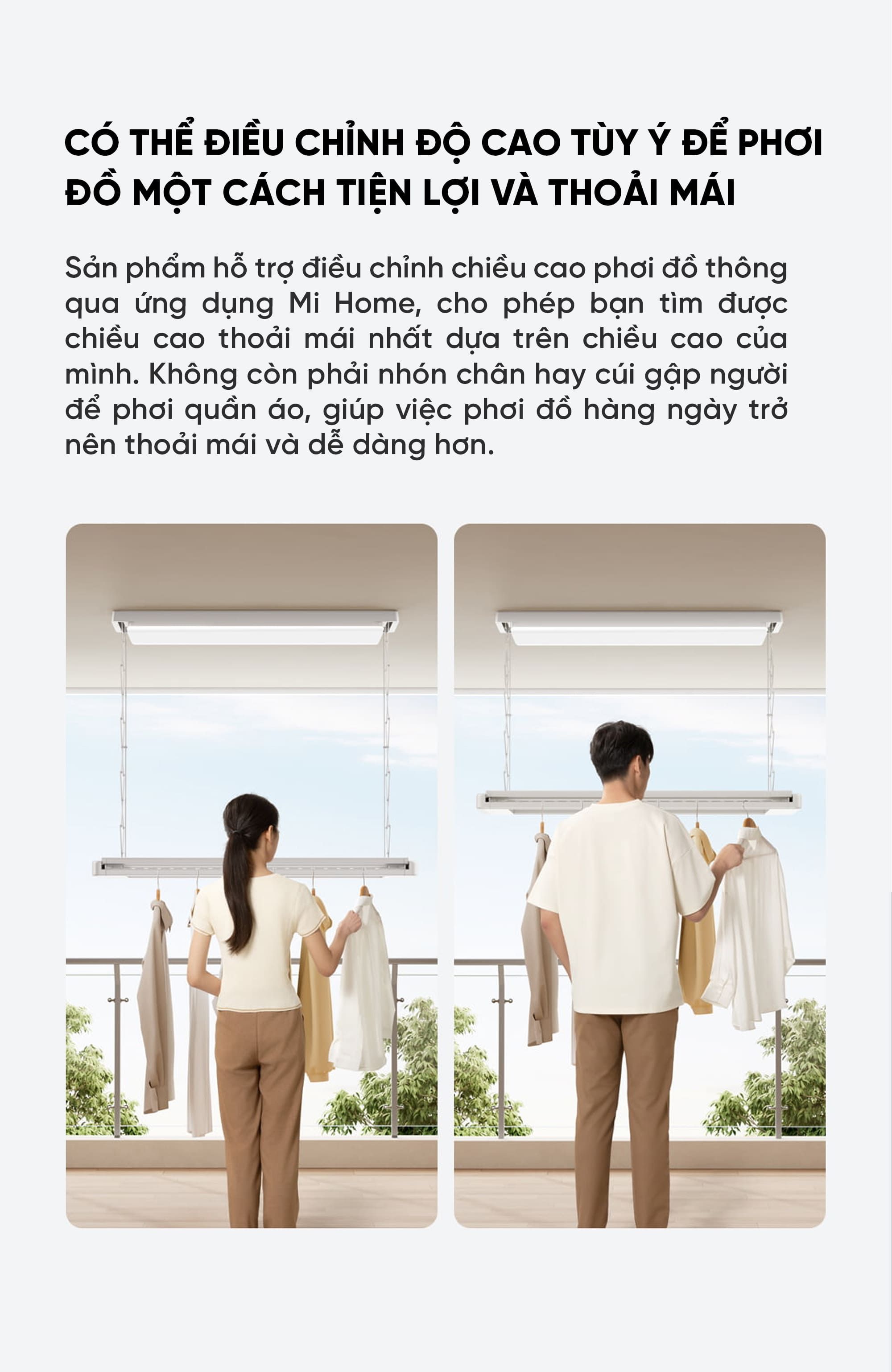 Dàn phơi quần áo tự động Xiaomi Mija Gen 2 Pro Điều khiển qua App Thông Minh