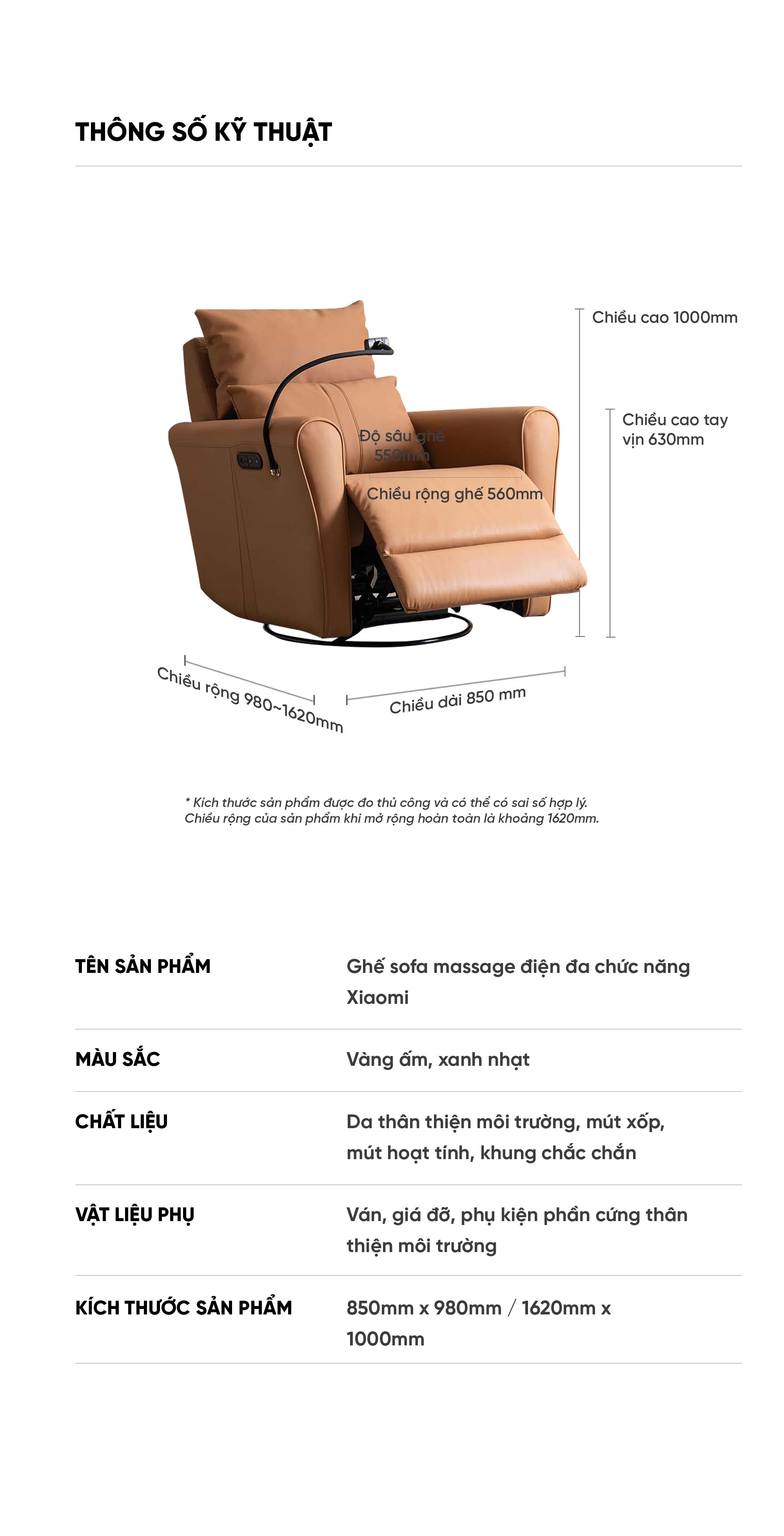 Ghế Sofa Massage Xiaomi Hiện Đại: Xoay, Bập Bênh, Ngả Lưng Điện (Màu Cam)