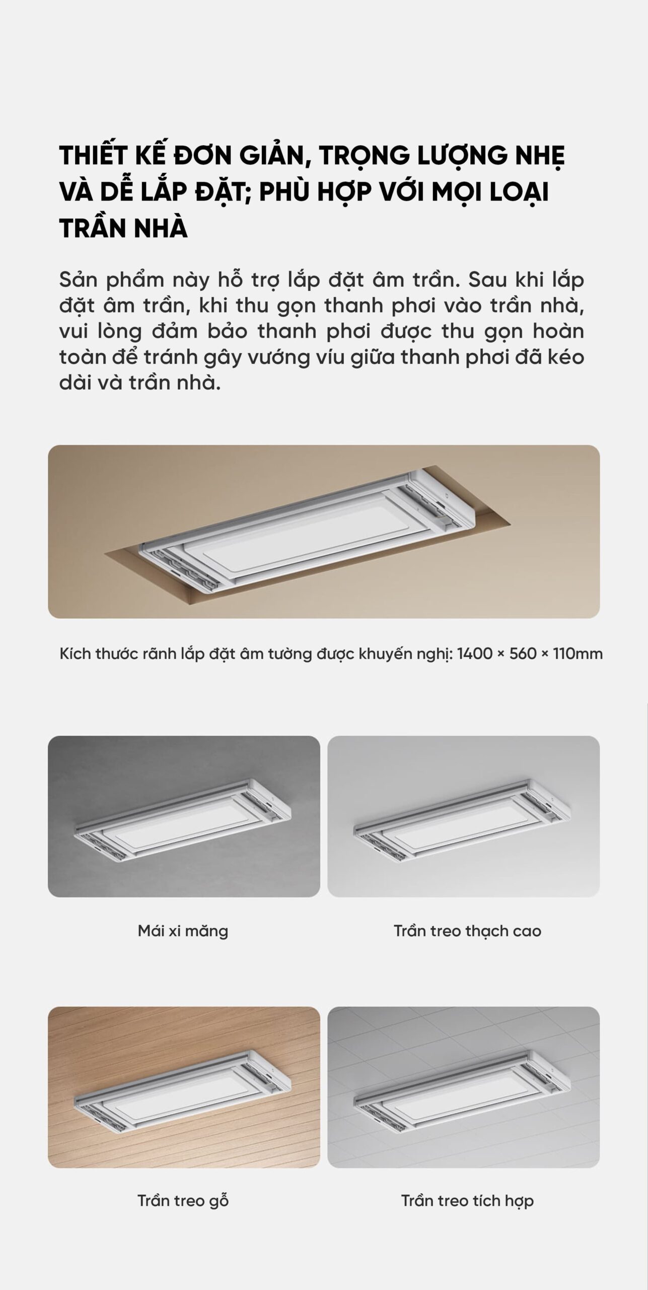 Dàn phơi quần áo tự động Xiaomi Mija Gen 2 Điều khiển qua App Thông Minh