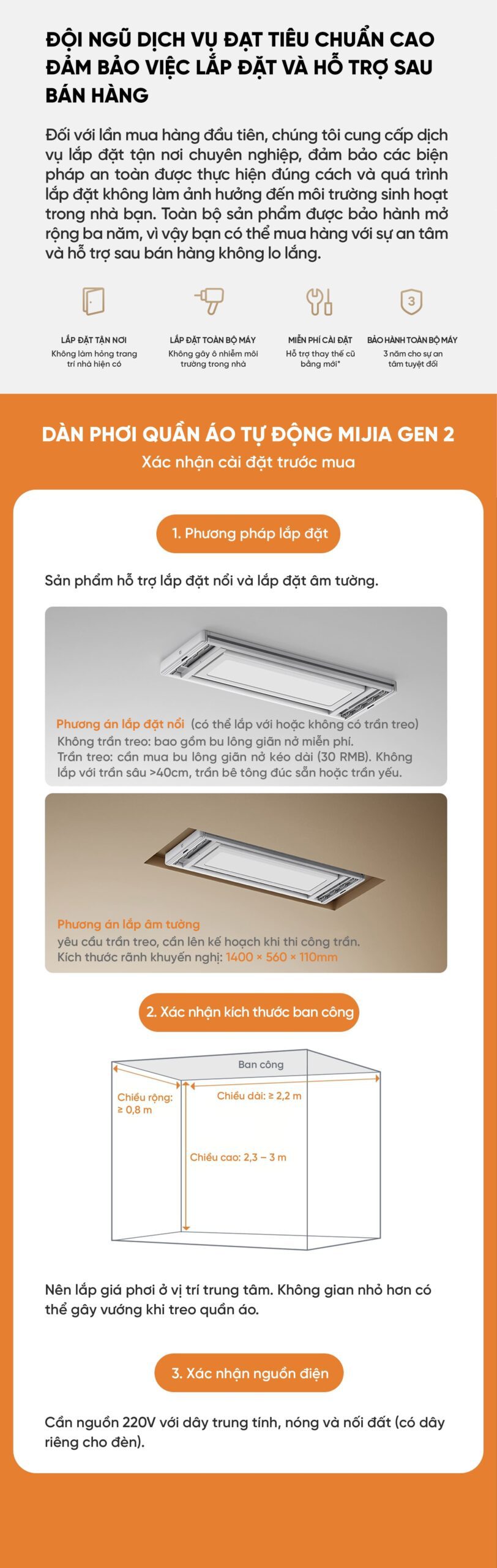 Dàn phơi quần áo tự động Xiaomi Mija Gen 2 Điều khiển qua App Thông Minh