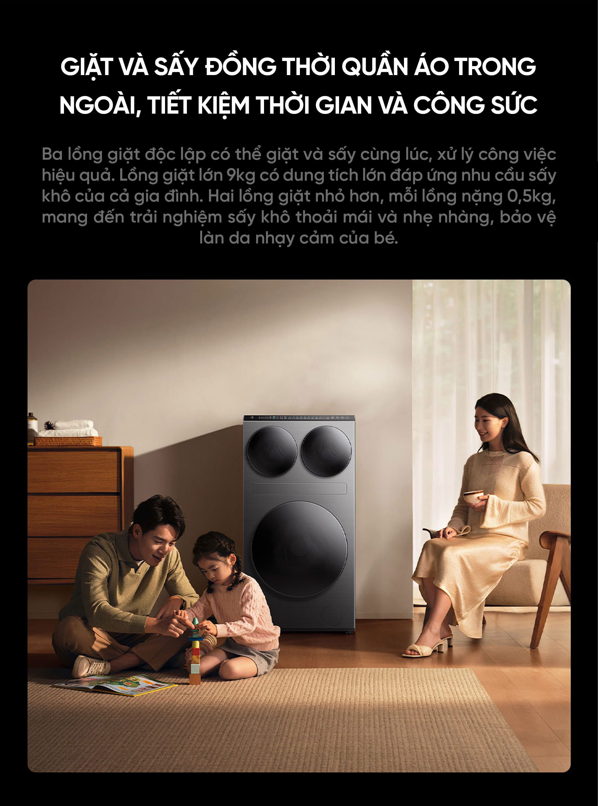 Máy giặt sấy ba vùng Xiaomi Mijia MJ202 Pro 14kg New Model 2026