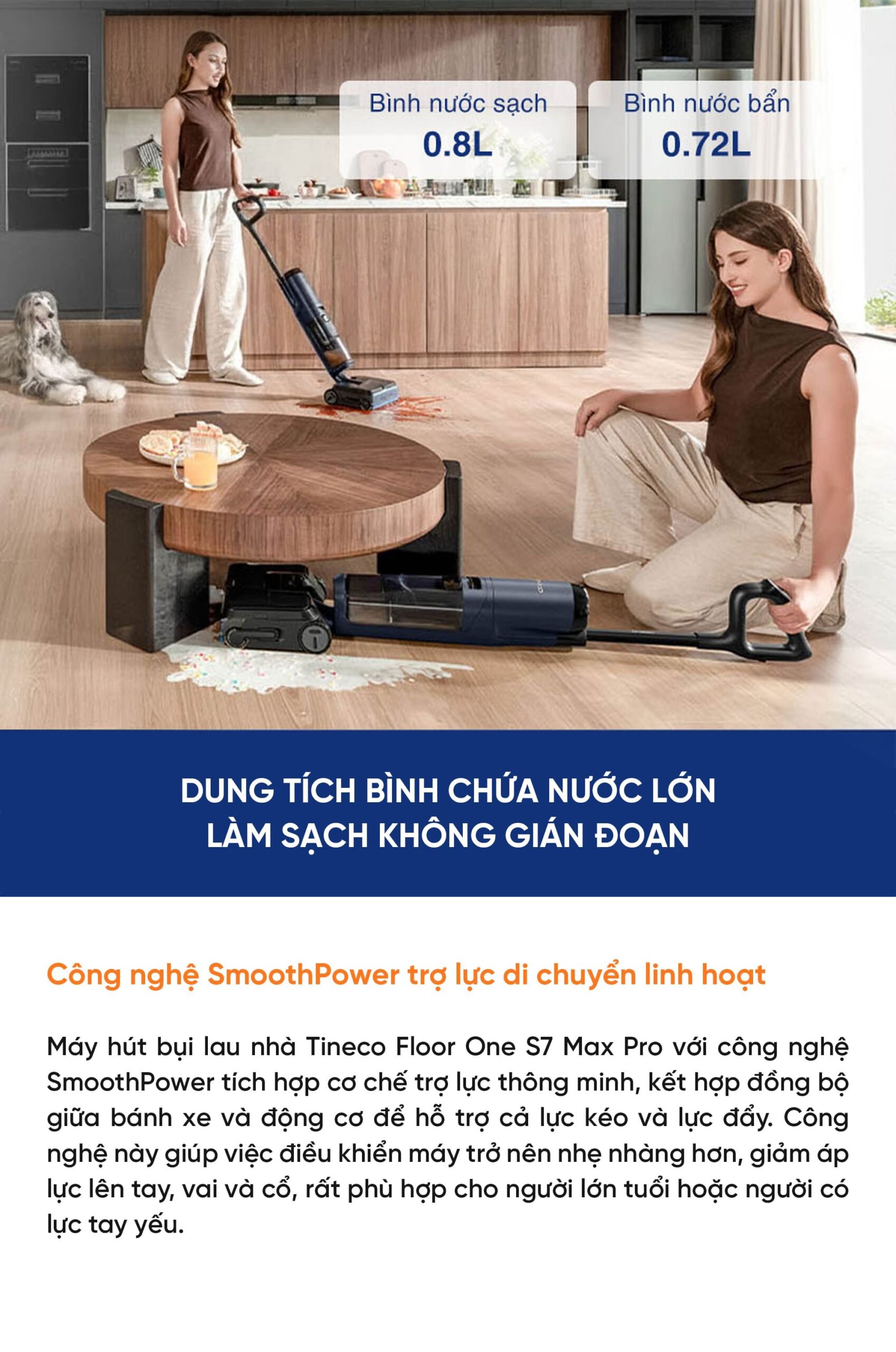 Máy hút bụi lau nhà Tineco Floor One S7 Max Pro – Hàng Chính Hãng