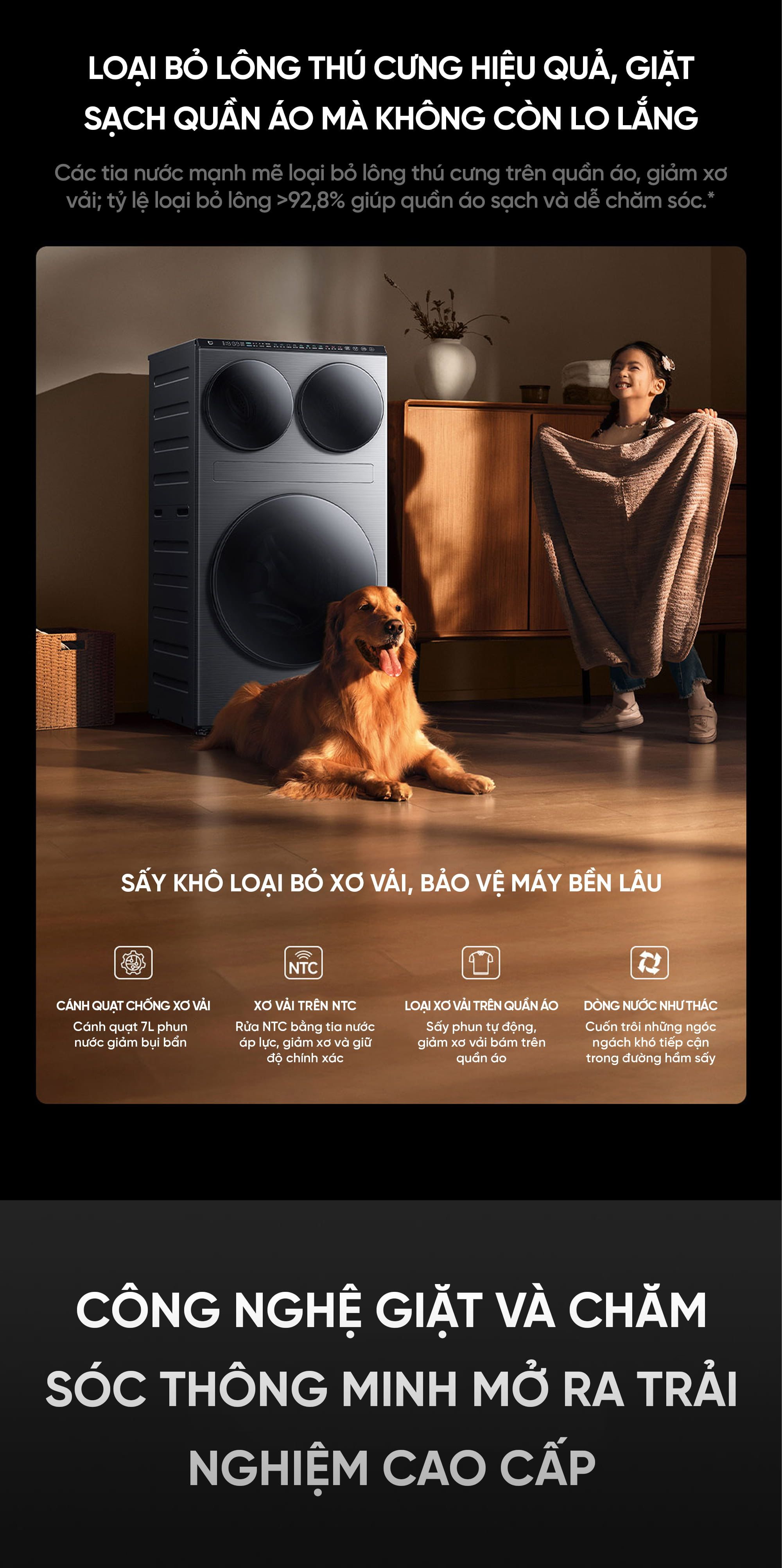 Máy giặt sấy ba vùng Xiaomi Mijia MJ202 Pro 14kg New Model 2026