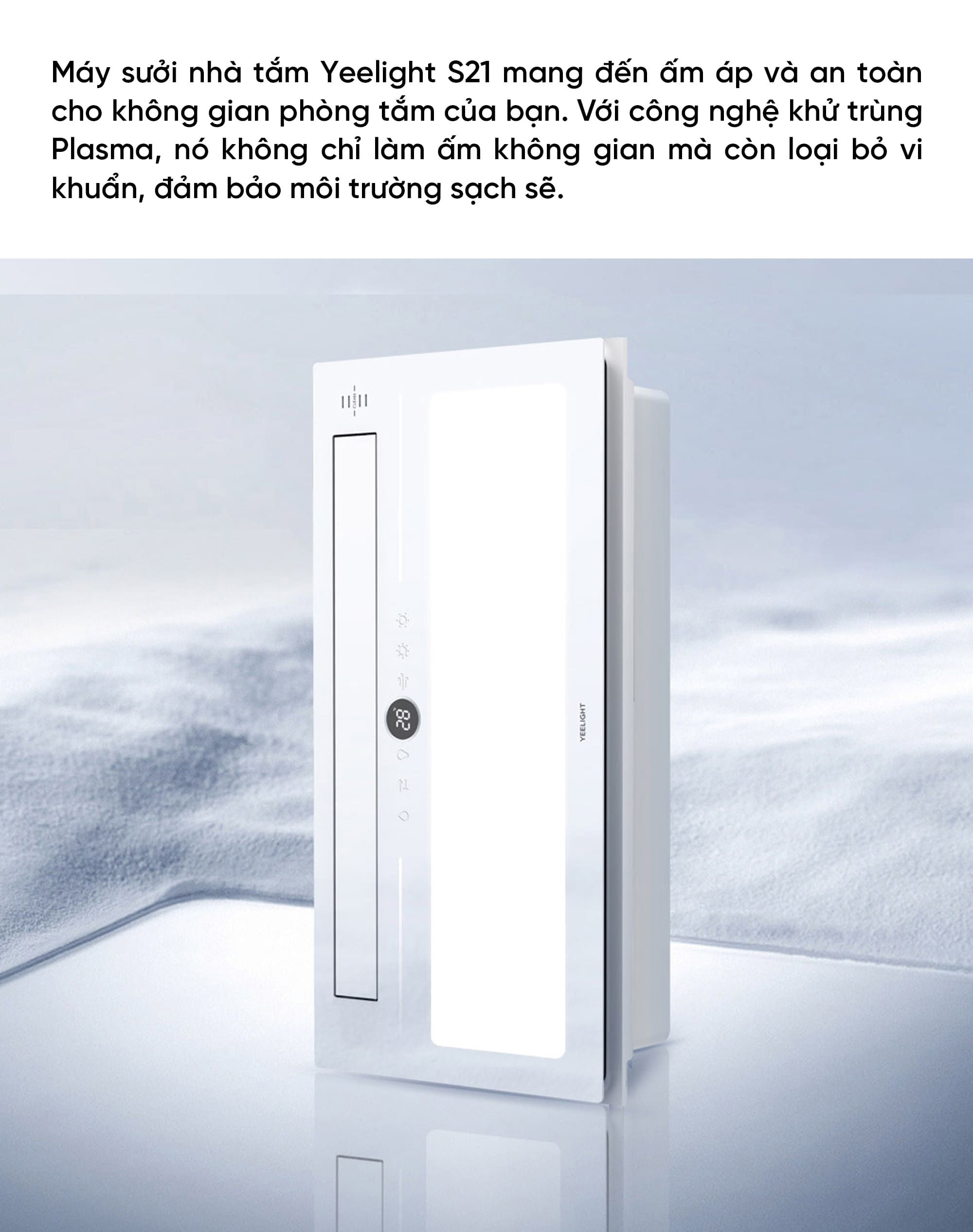 Máy sưởi nhà tắm Yeelight S21 – Sưởi ấm nhanh, khử trùng bằng plasma xanh