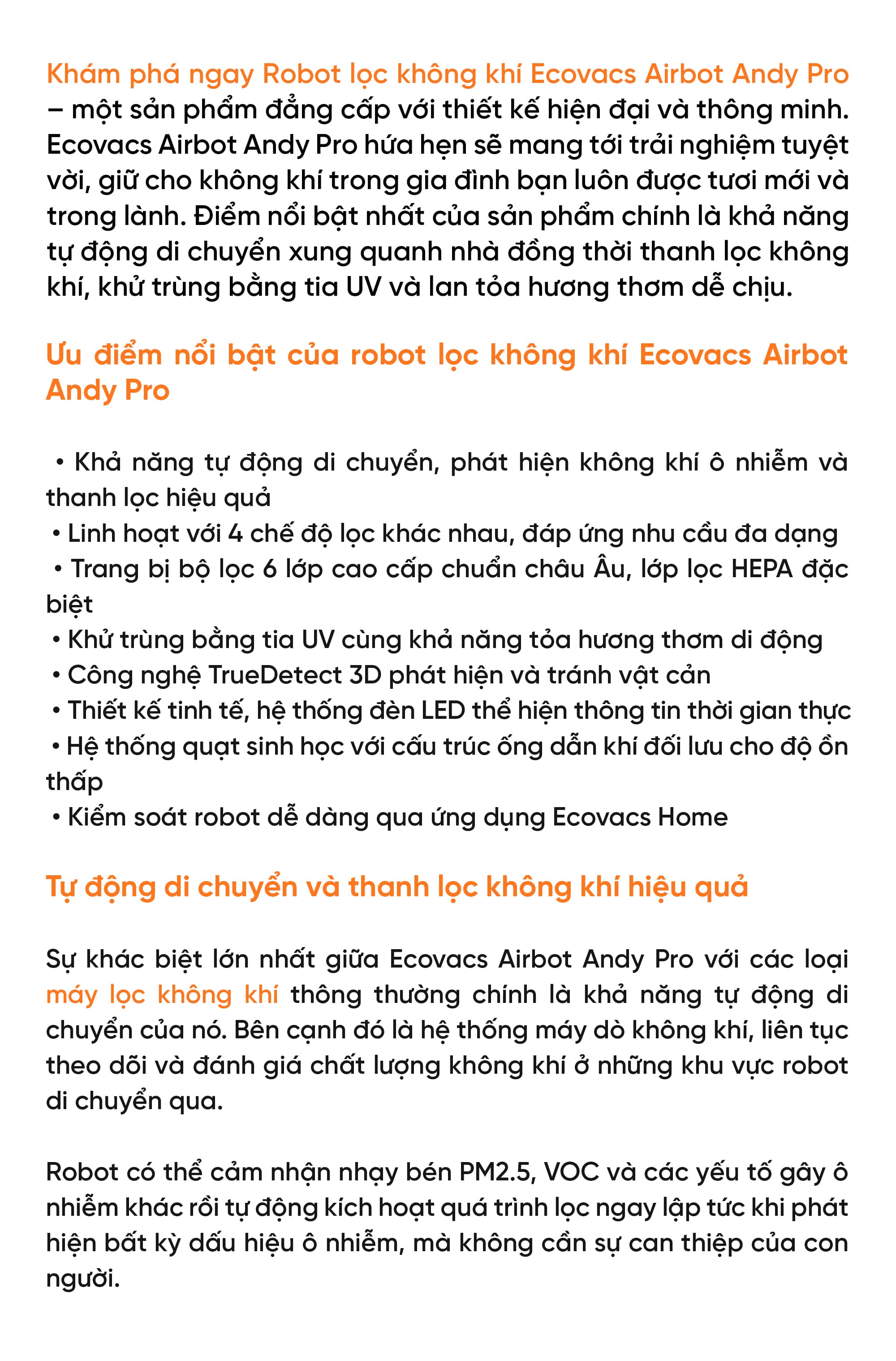 Robot lọc không khí Ecovacs Airbot Andy Pro