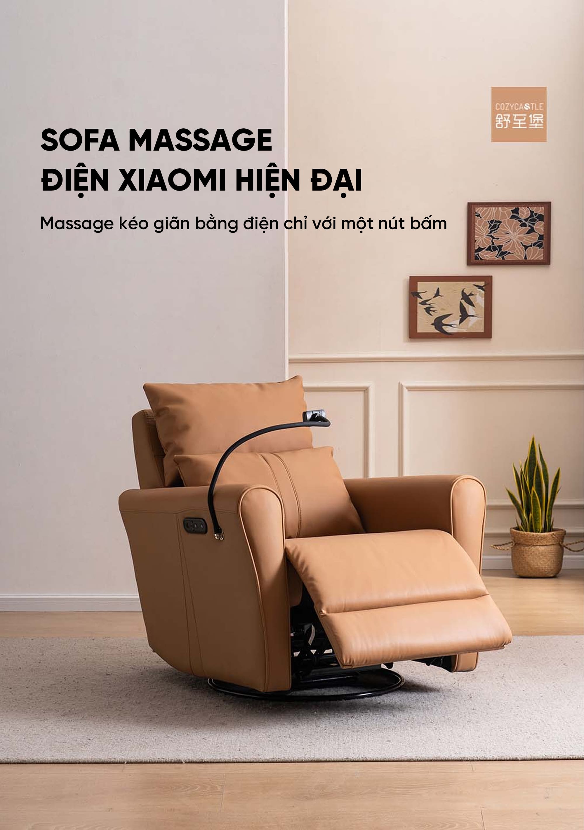 Ghế Sofa Massage Xiaomi Hiện Đại: Xoay, Bập Bênh, Ngả Lưng Điện (Màu Cam)
