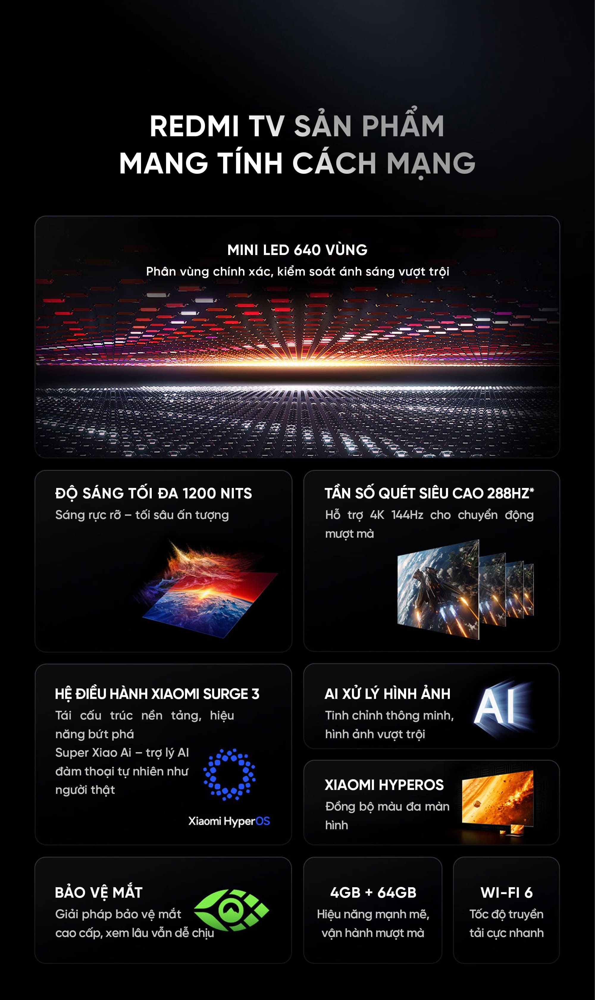 Tivi Xiaomi Redmi X85 Miniled Ram 4/64Gb 2026 1200nits