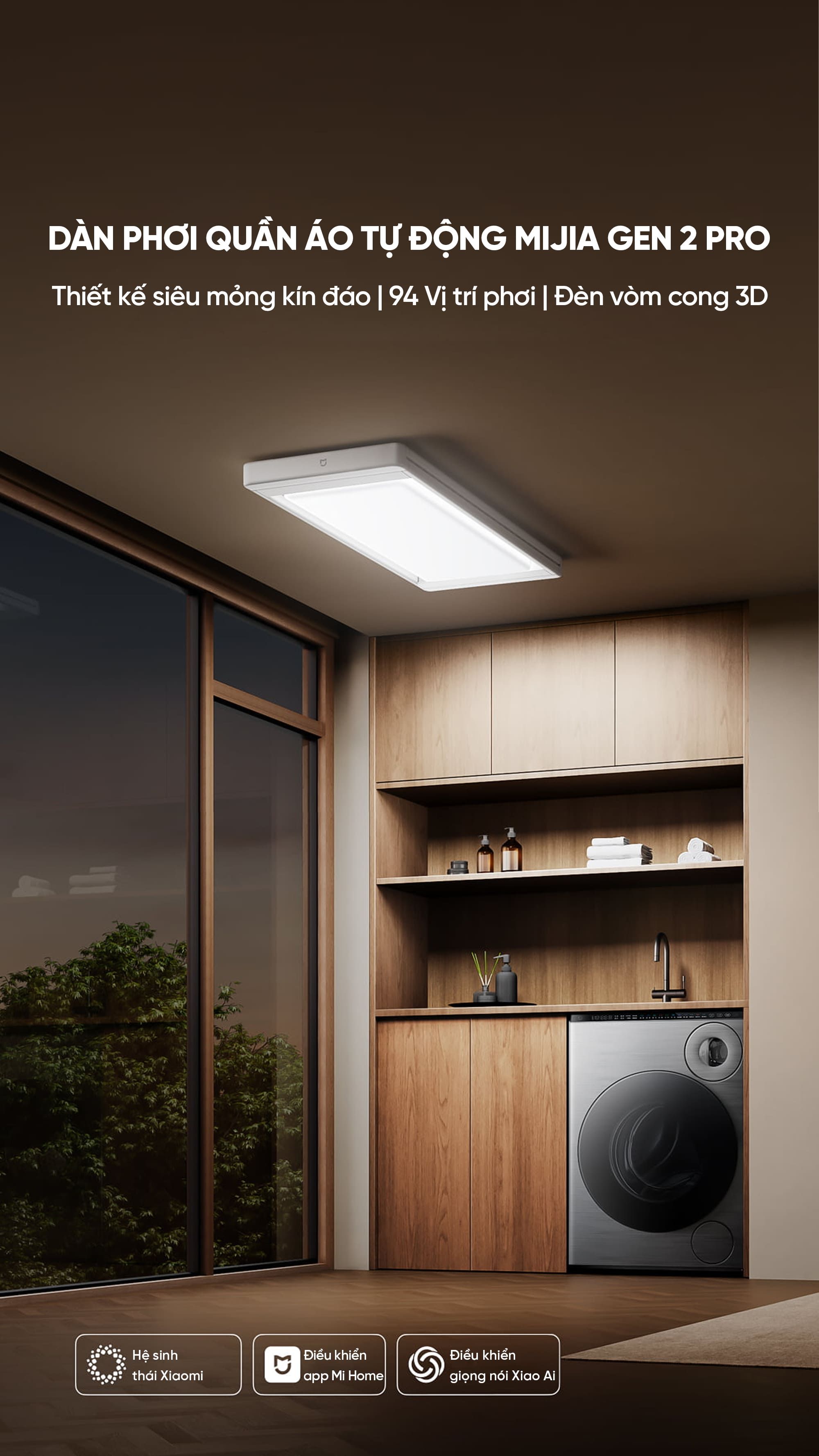 Dàn phơi quần áo tự động Xiaomi Mija Gen 2 Pro Điều khiển qua App Thông Minh