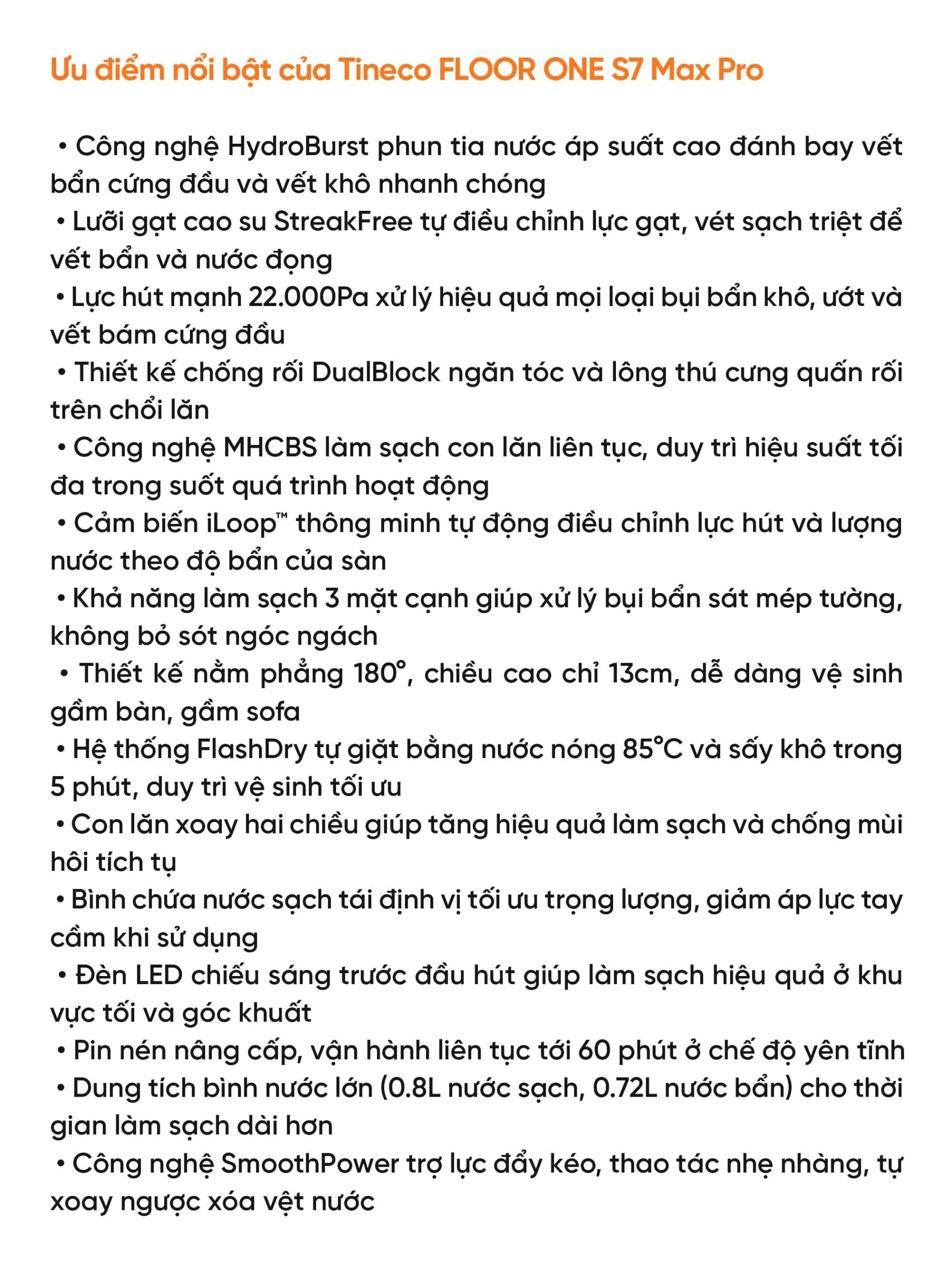Máy hút bụi lau nhà Tineco Floor One S7 Max Pro – Hàng Chính Hãng