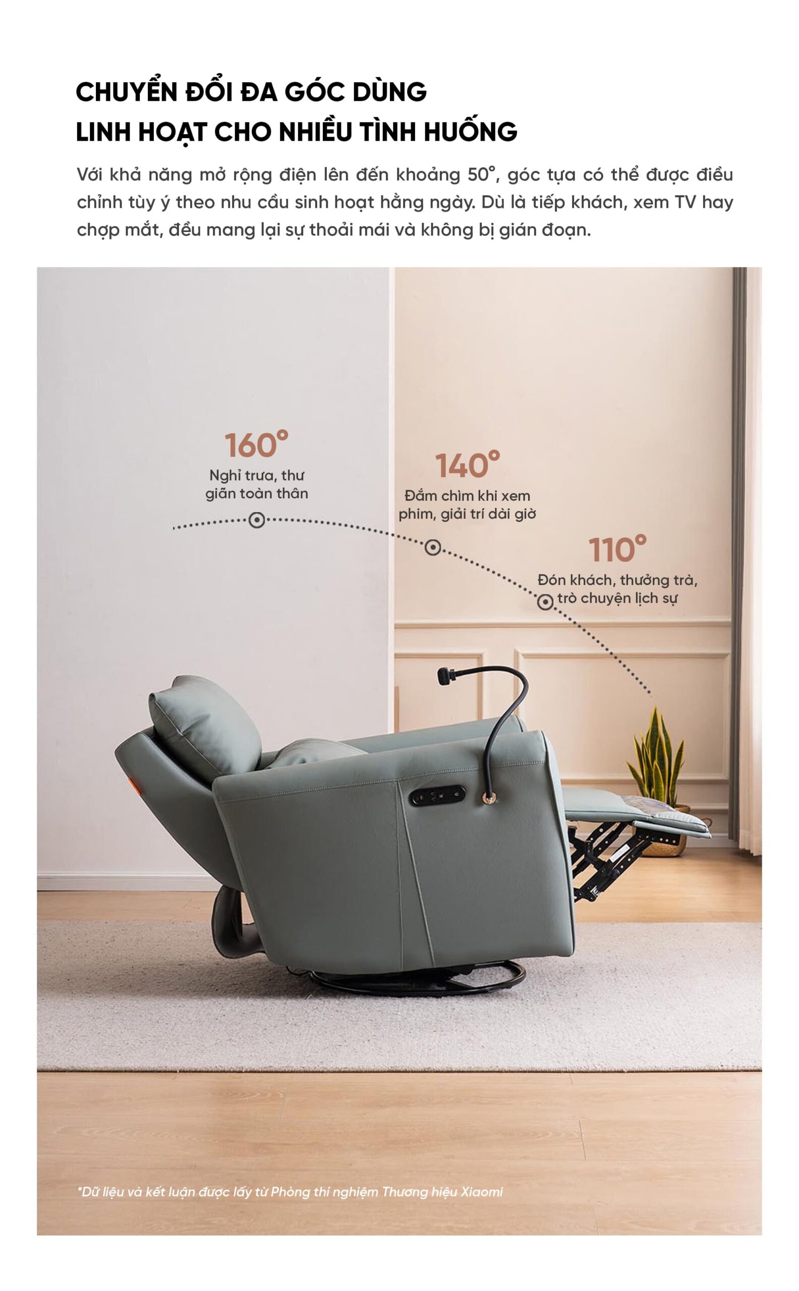 Ghế Sofa Massage Xiaomi Hiện Đại: Xoay, Bập Bênh, Ngả Lưng Điện (Màu Cam)