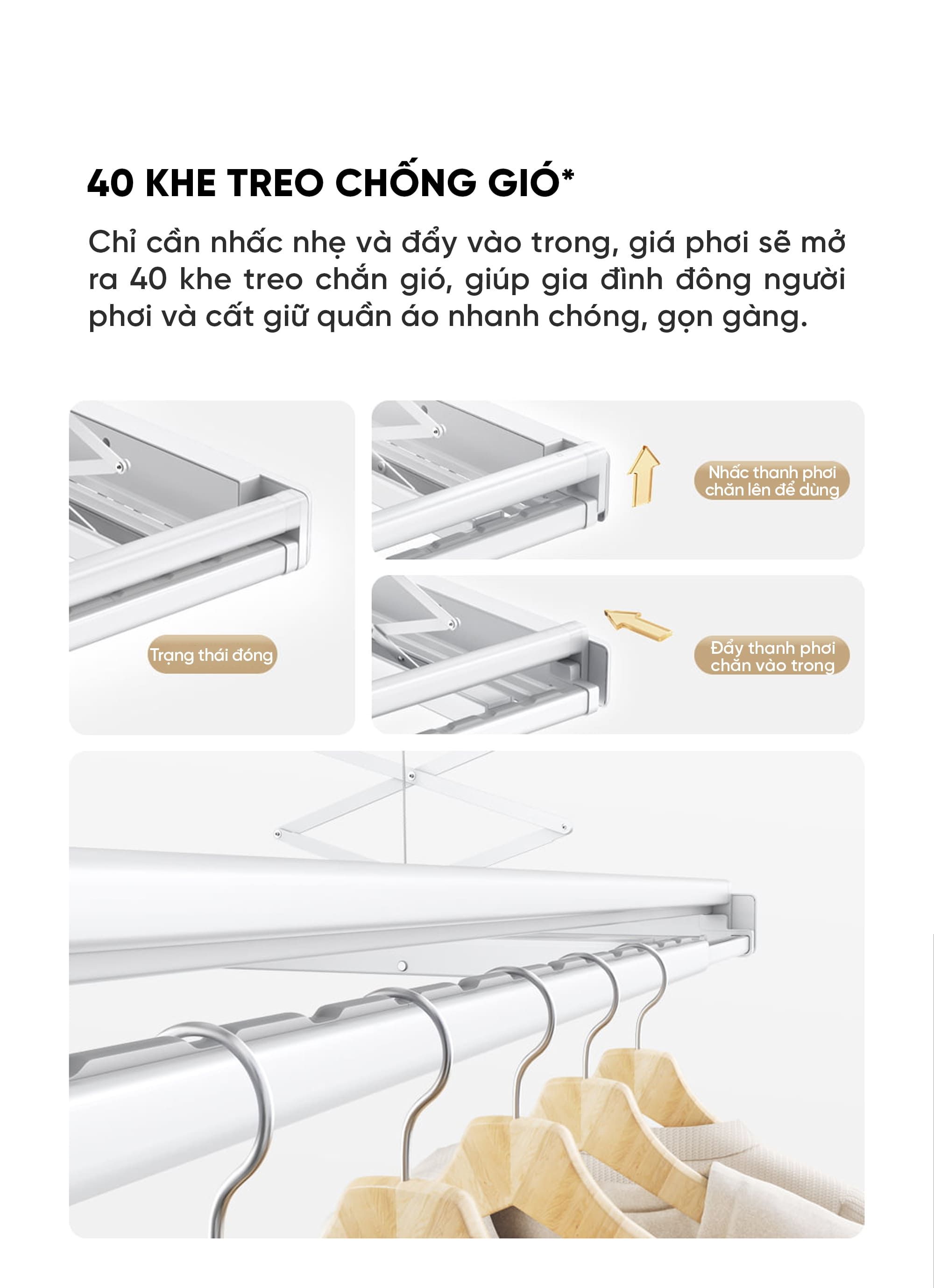 Dàn phơi quần áo tự động Xiaomi Mija Gen 2 Điều khiển qua App Thông Minh