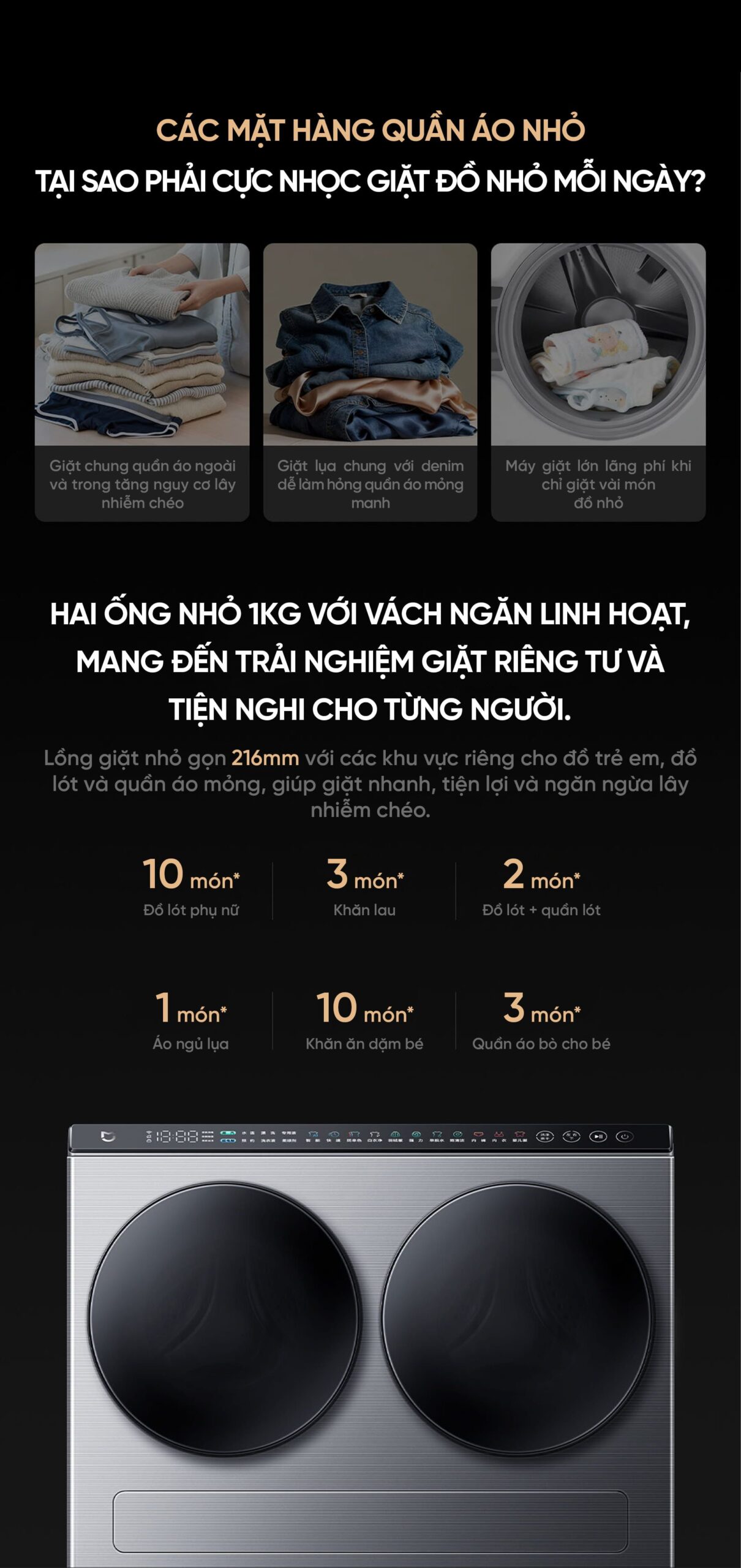 Máy giặt sấy ba vùng Xiaomi Mijia MJ202 Pro 14kg New Model 2026